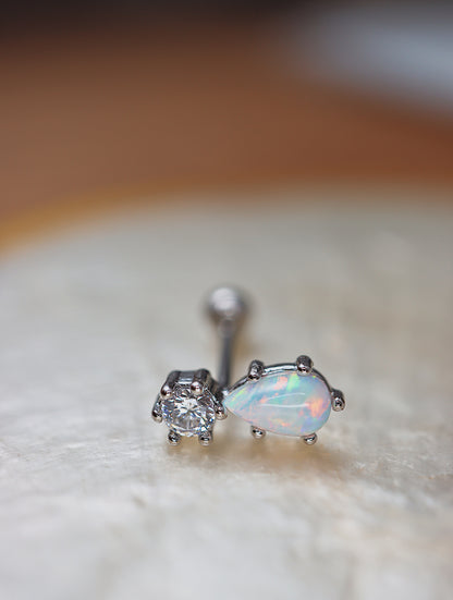 Cz opal silver925 piercing (screw ball end)