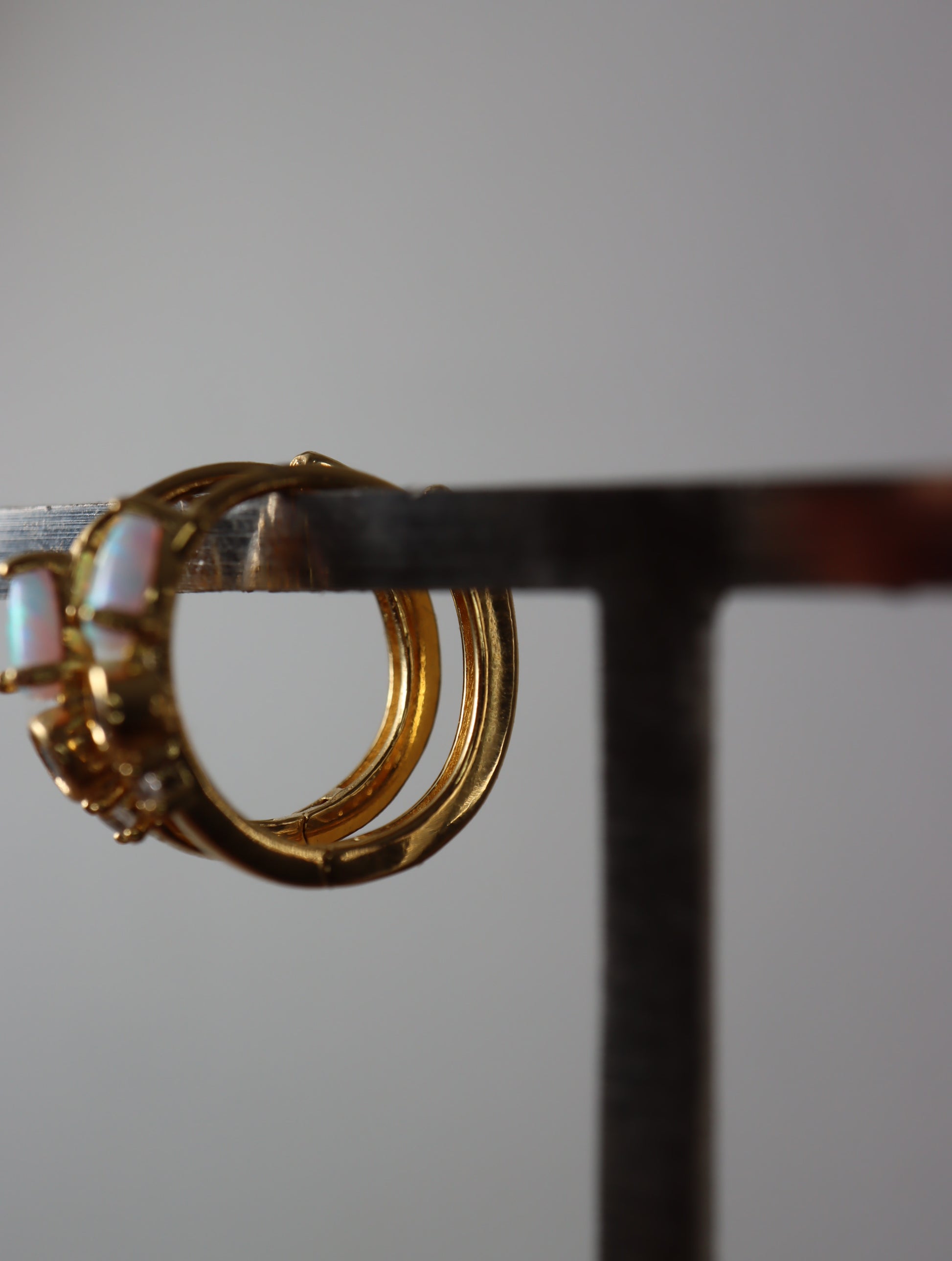 Opal cz S925 hinged hoop earrings