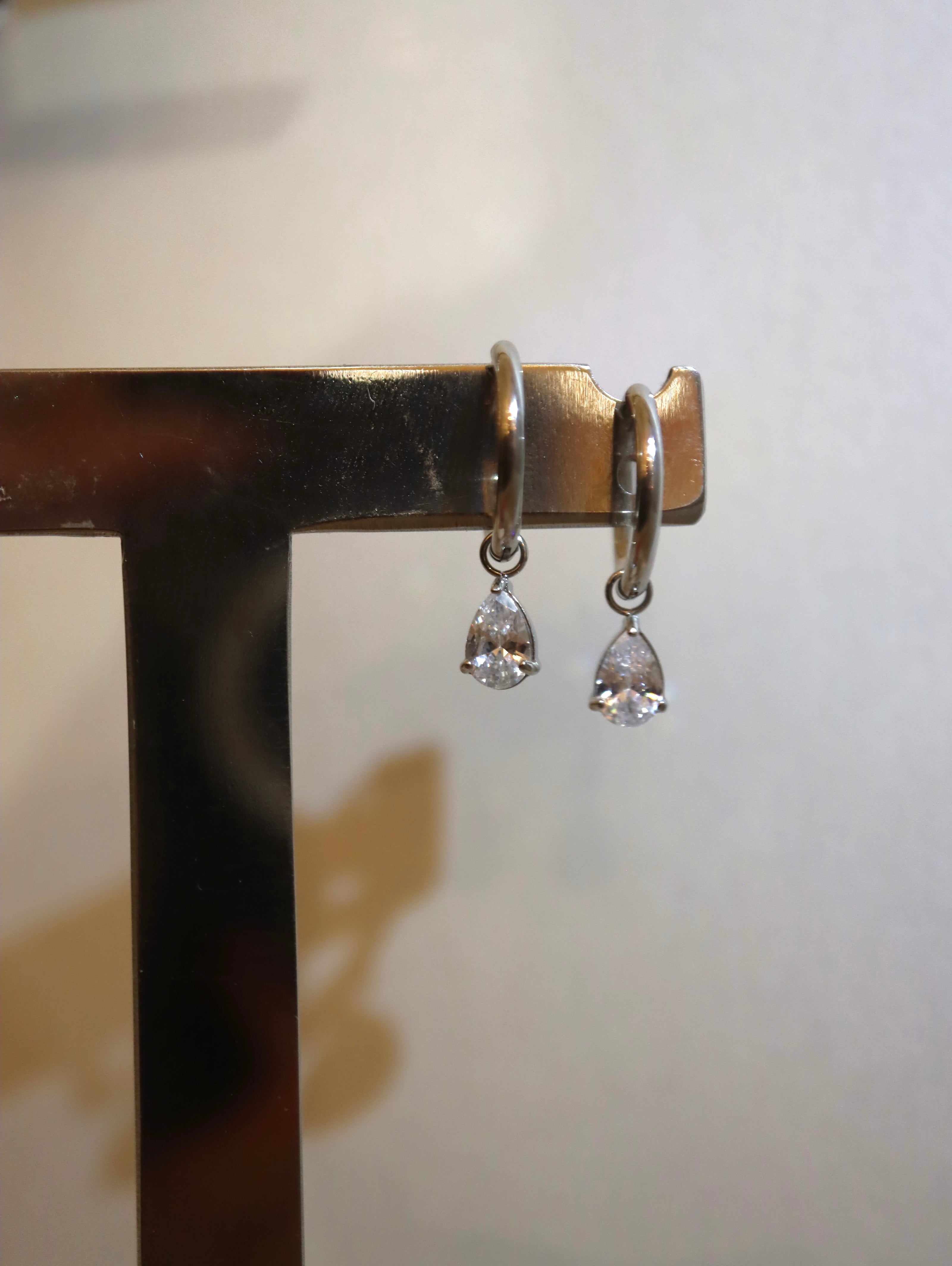 Hinged stainless steel drop earrings