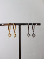 Starburst opal silver925 hinge hoop earrings