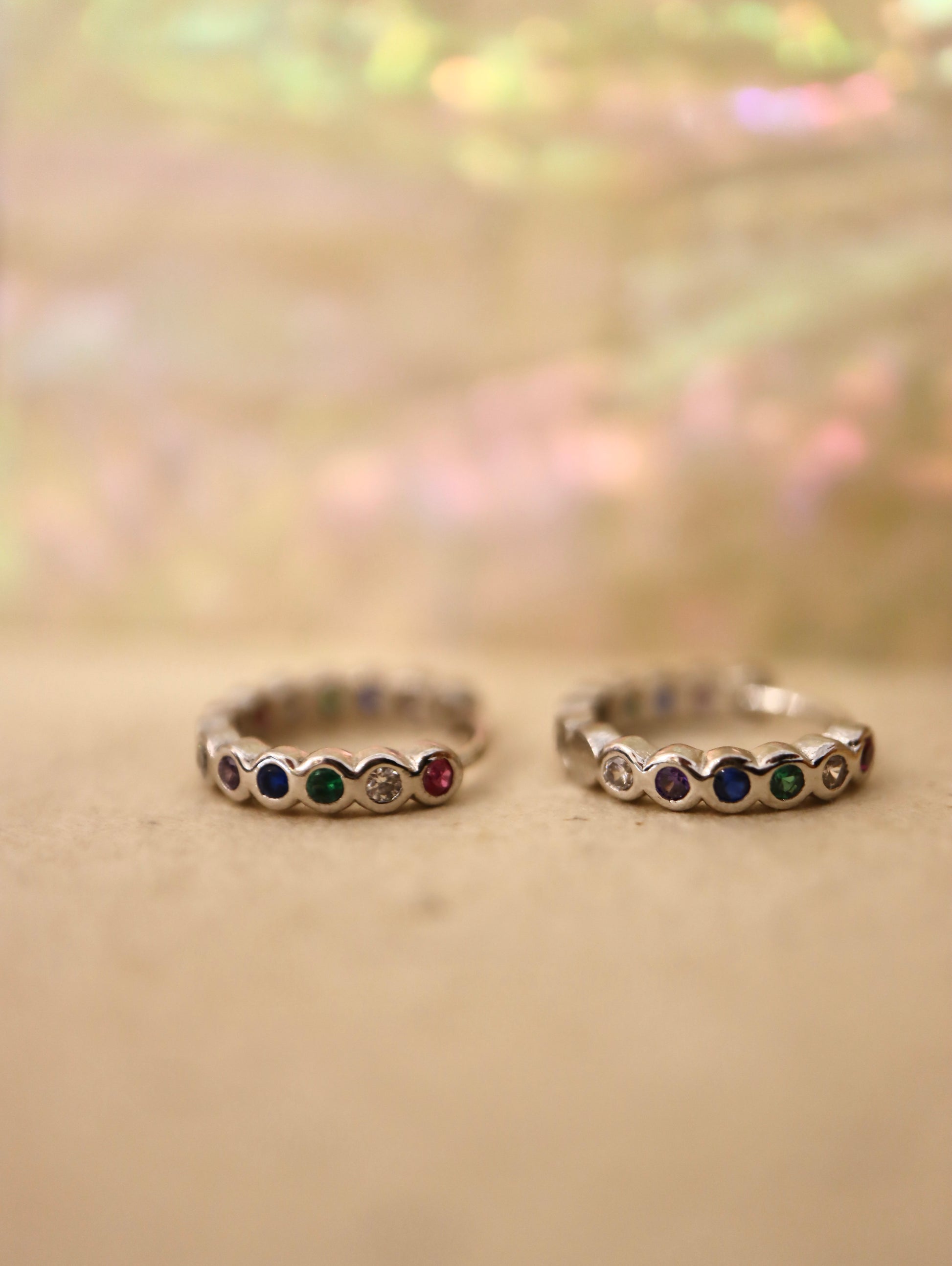 Rainbow cz hinged hoop earrings