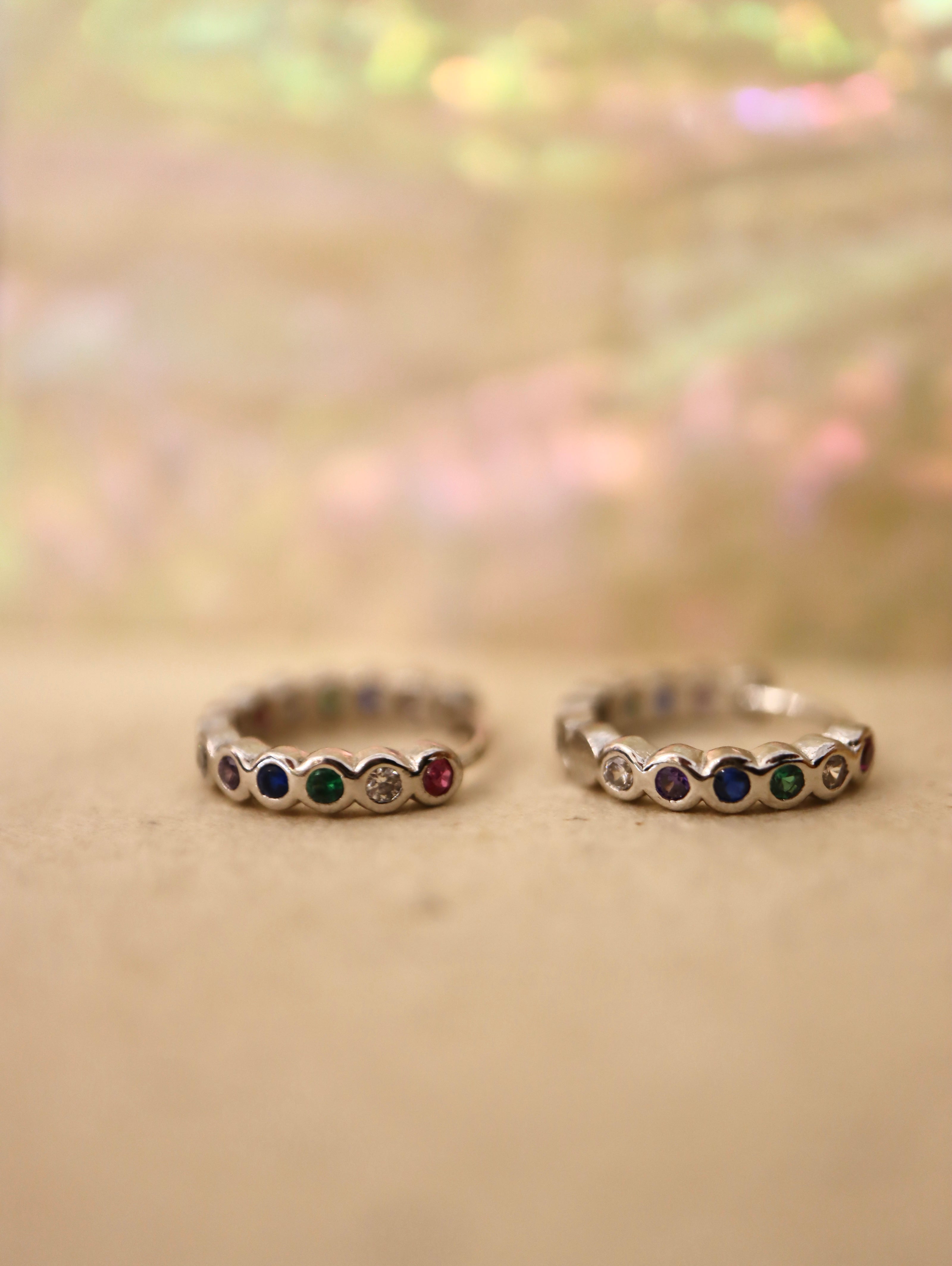Rainbow cz hinged hoop earrings