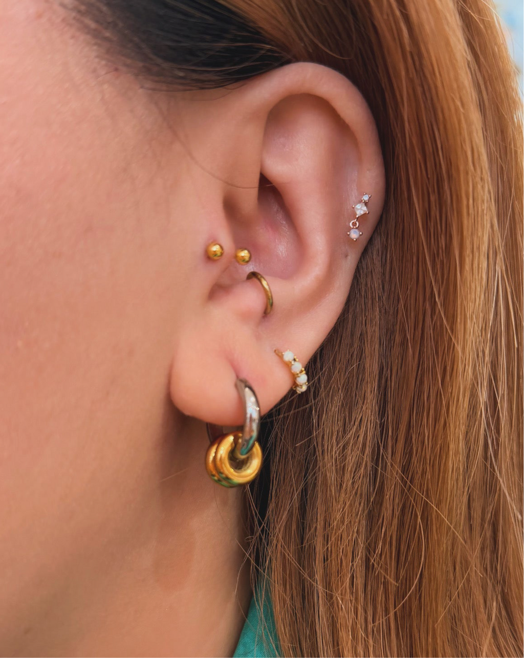 Drop cz silver925 flat back piercing