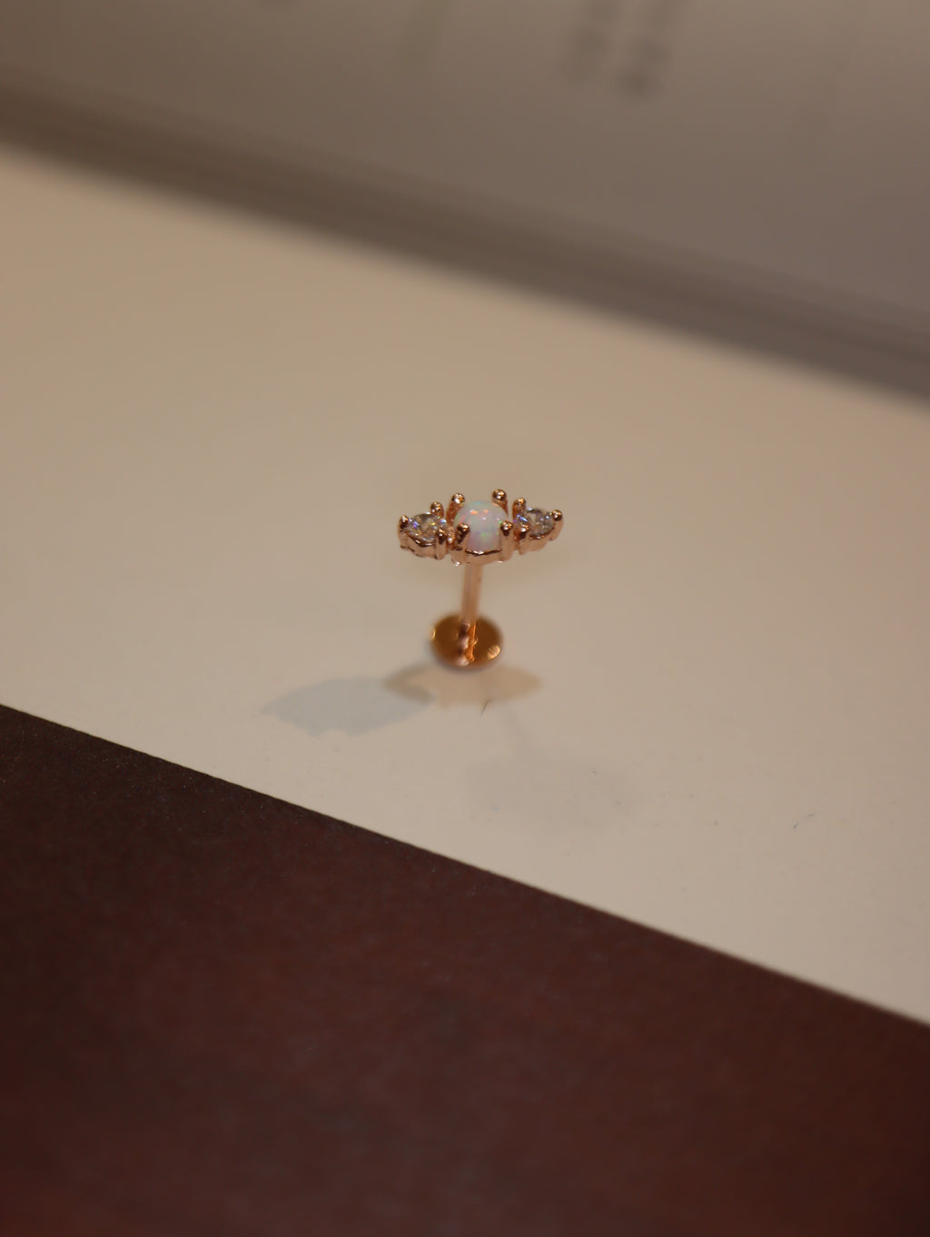 Opal cz bar screw flat back earring