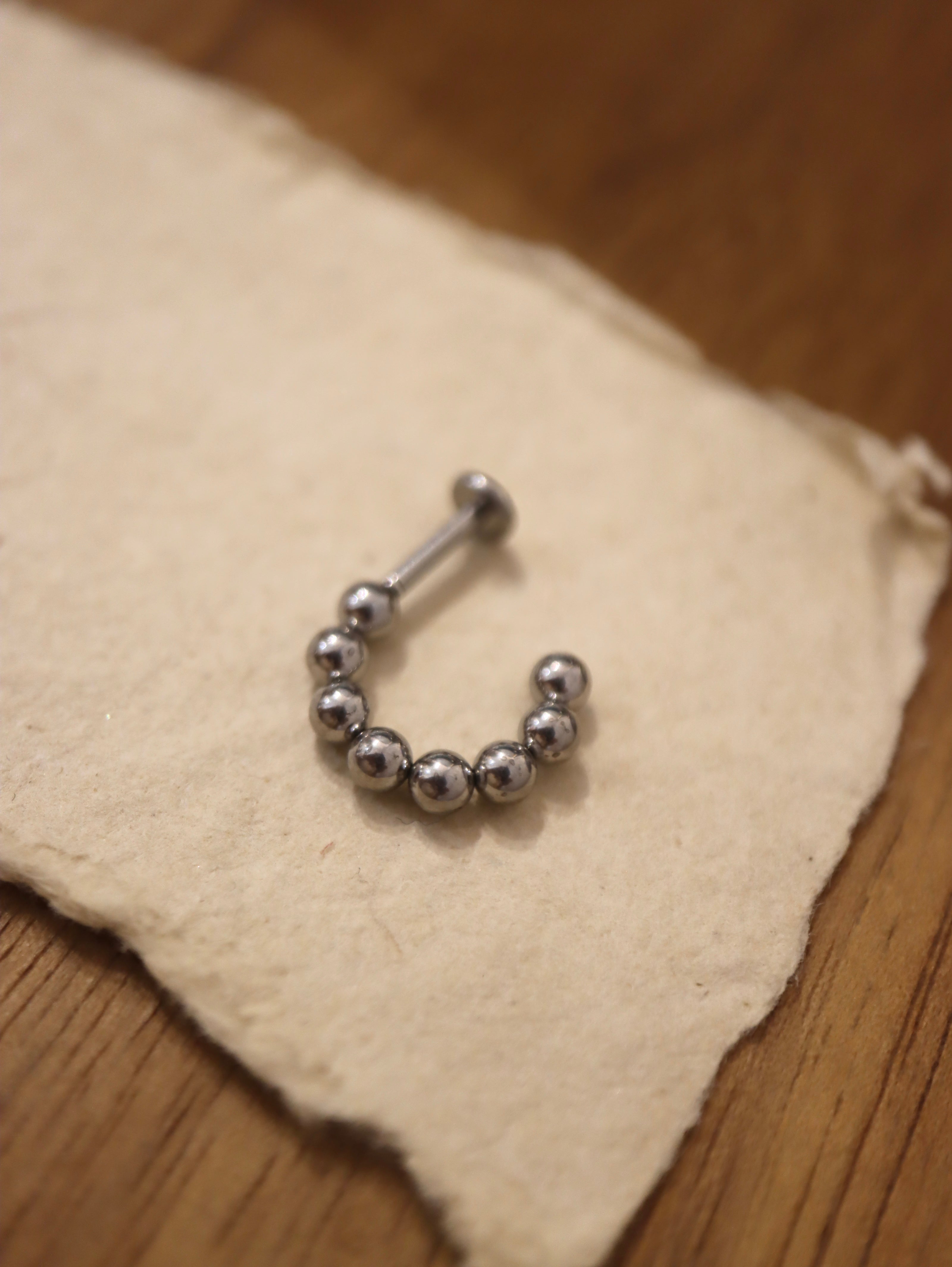 Bead hoop surgical steel flat back piercing (1pc)