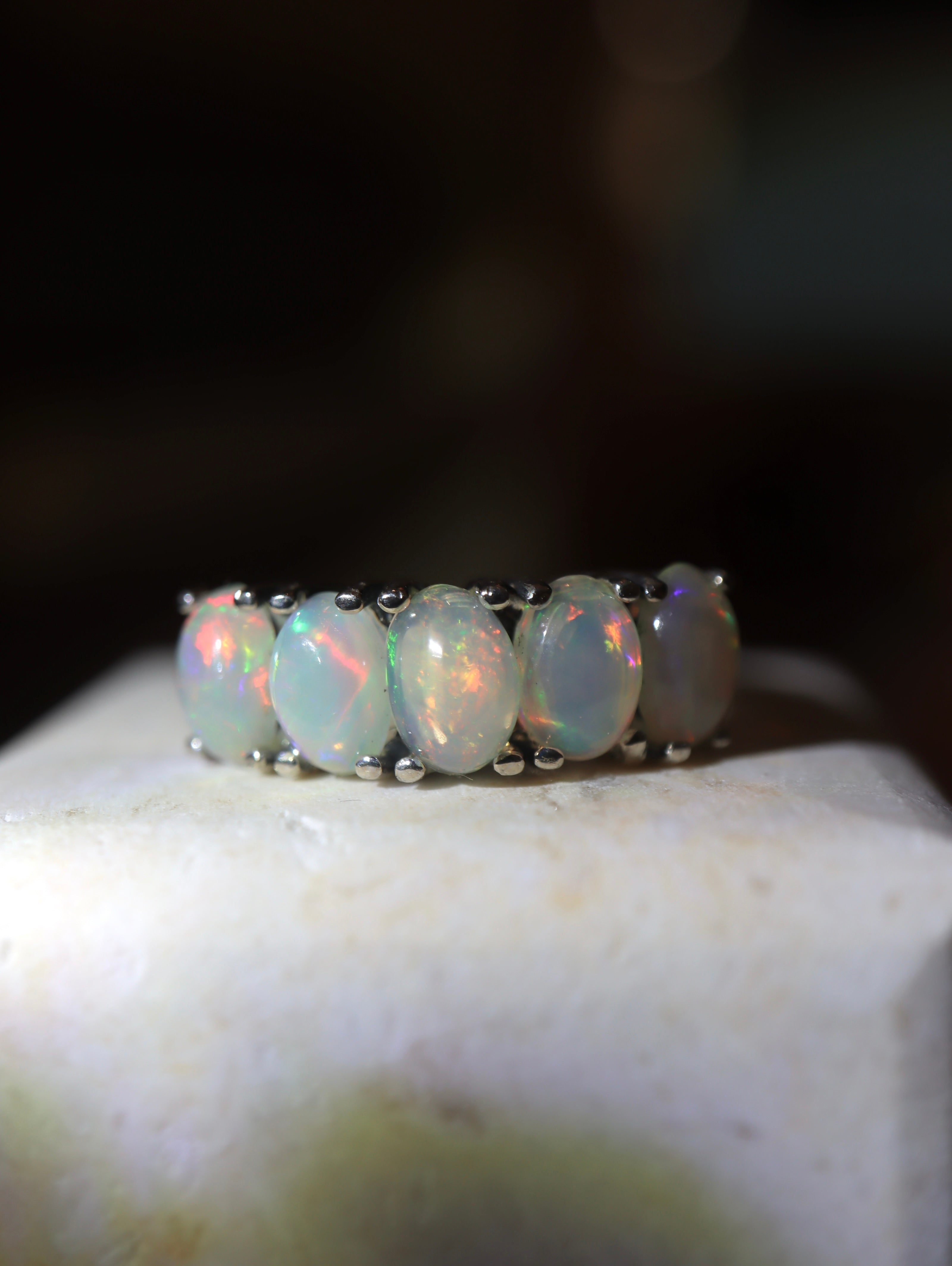 Adularia Ethiopian Opal Band Silver 925 Ring
