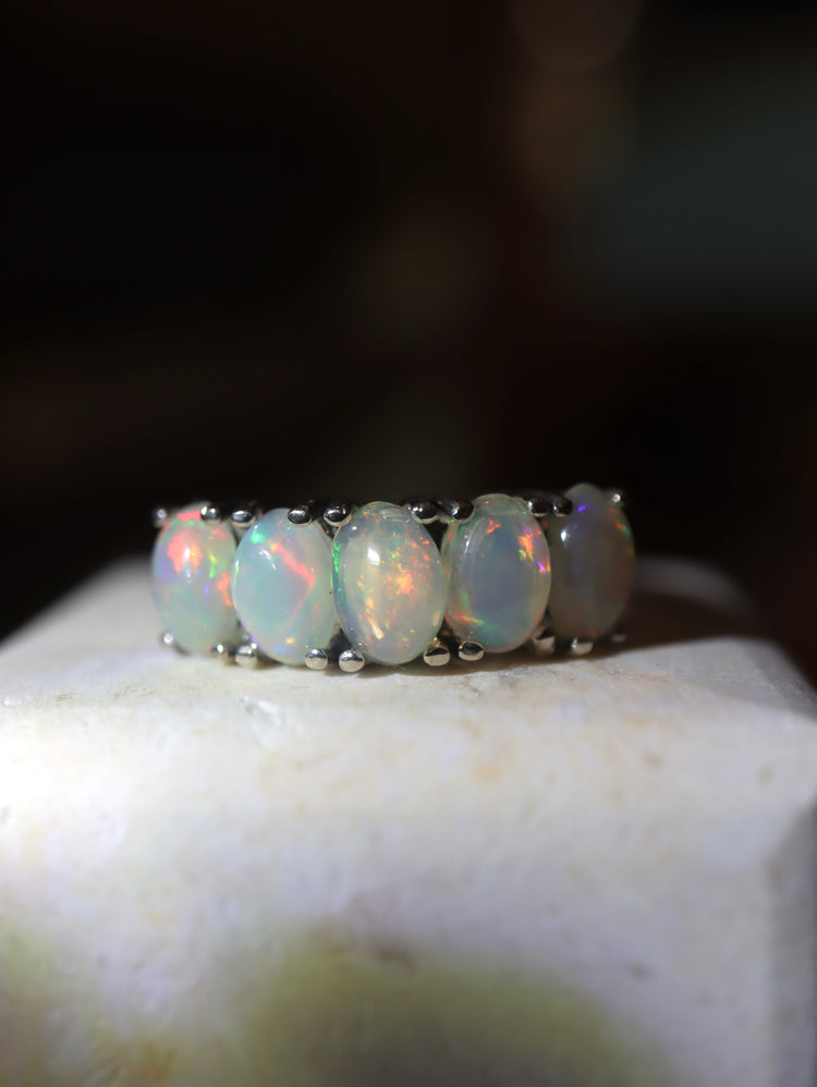 Adularia Ethiopian Opal Band Silver 925 Ring