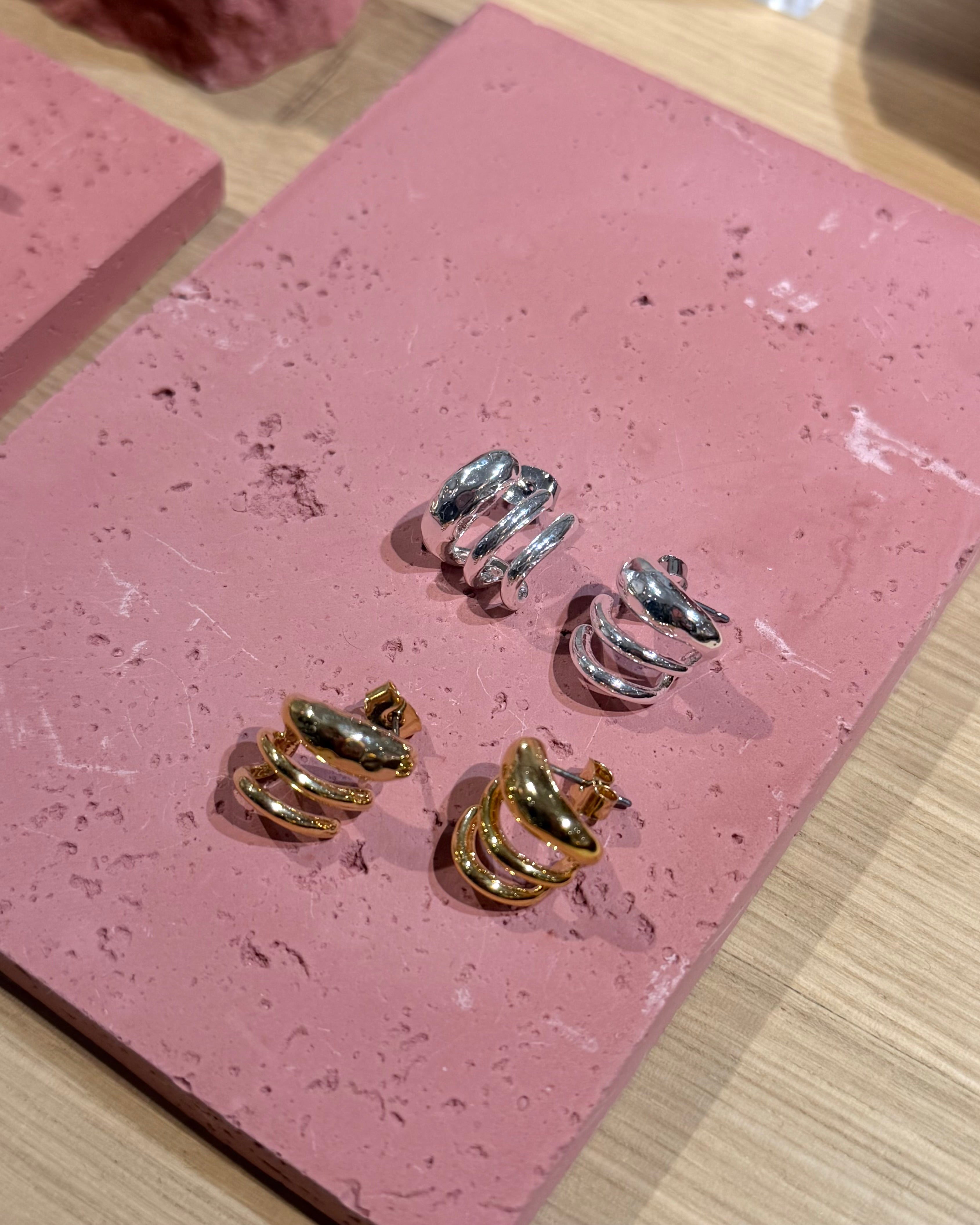 Triple Talon Wrap Brass Earrings