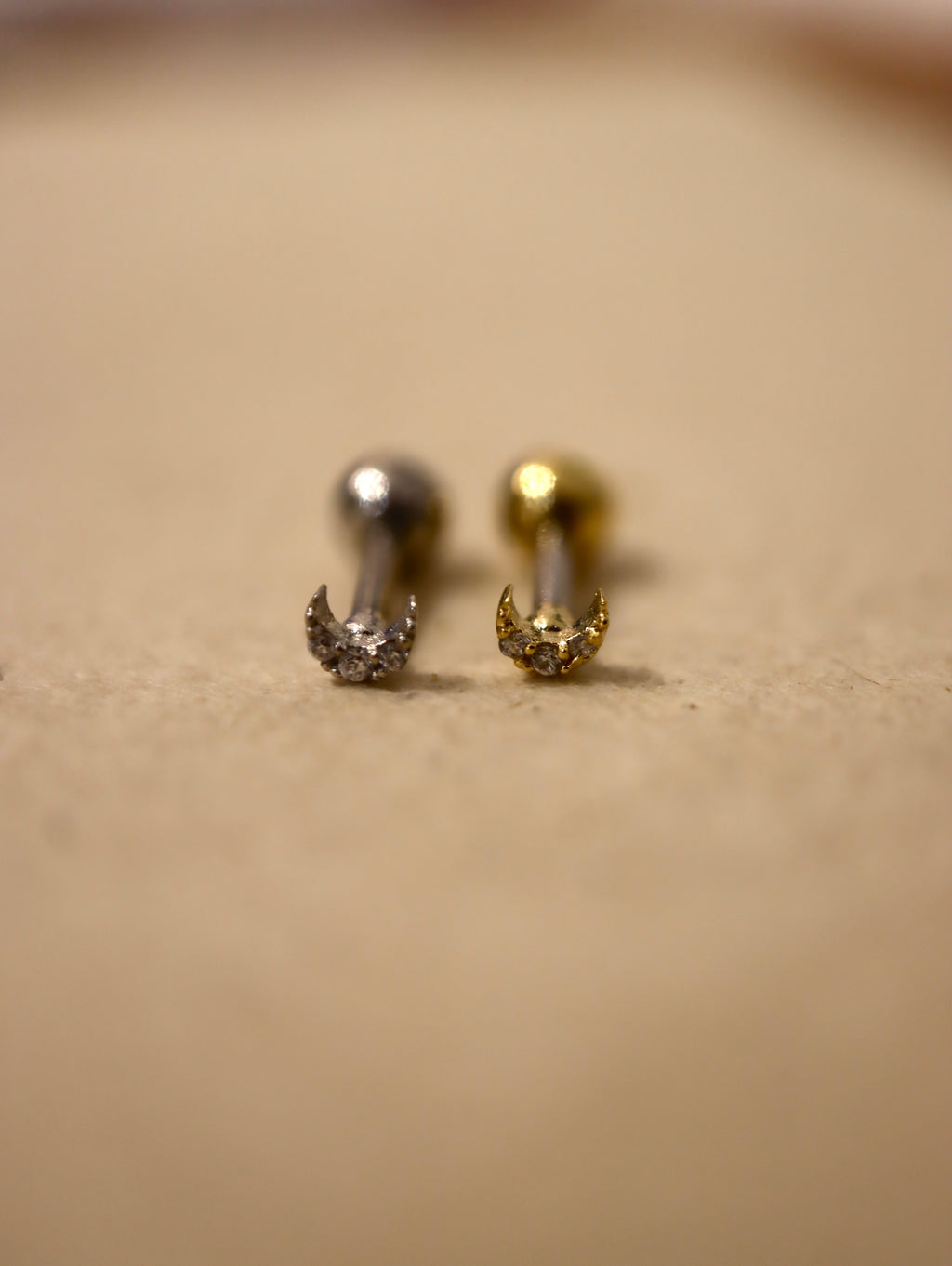 Mini crescent 🌙 surgical steel stud piercing earring
