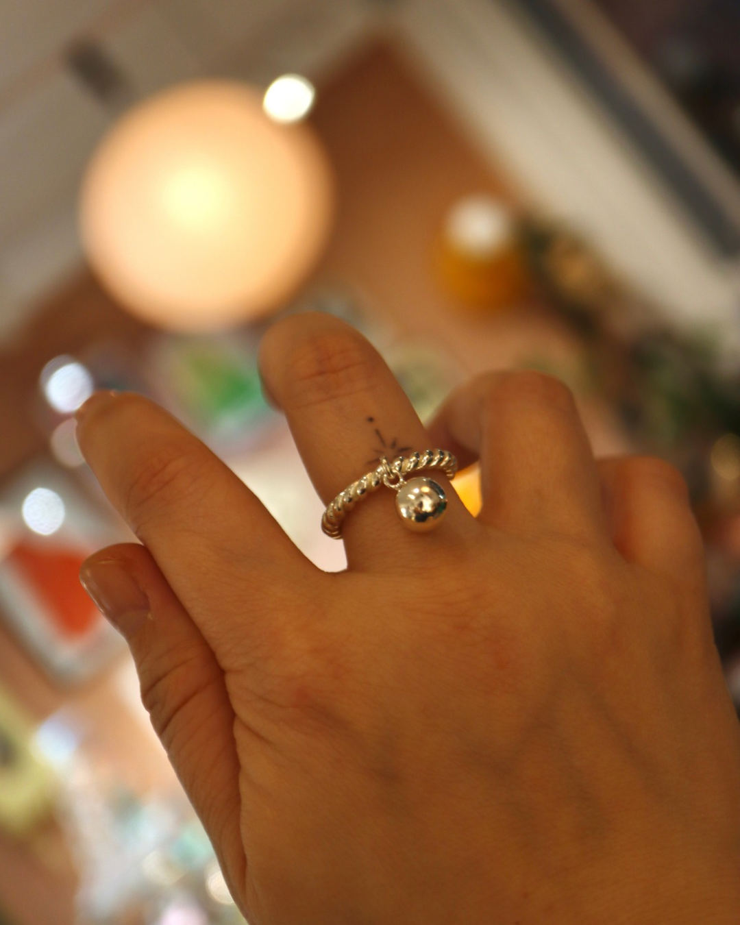 Drop ball 925 silver ring