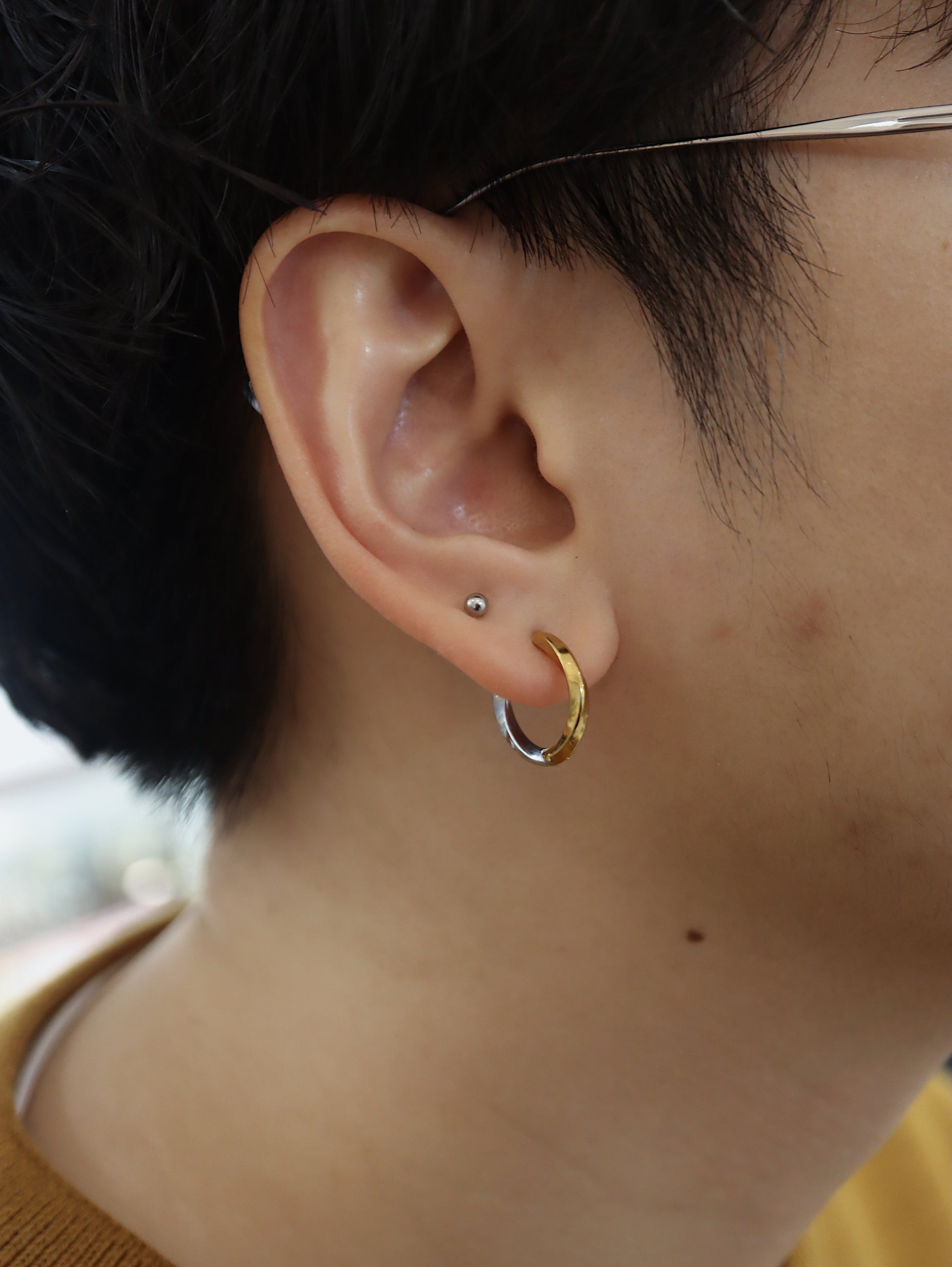 Mix tone stainless steel earrings