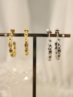 Marquise Mosaic Hoop Stainless Steel Earrings