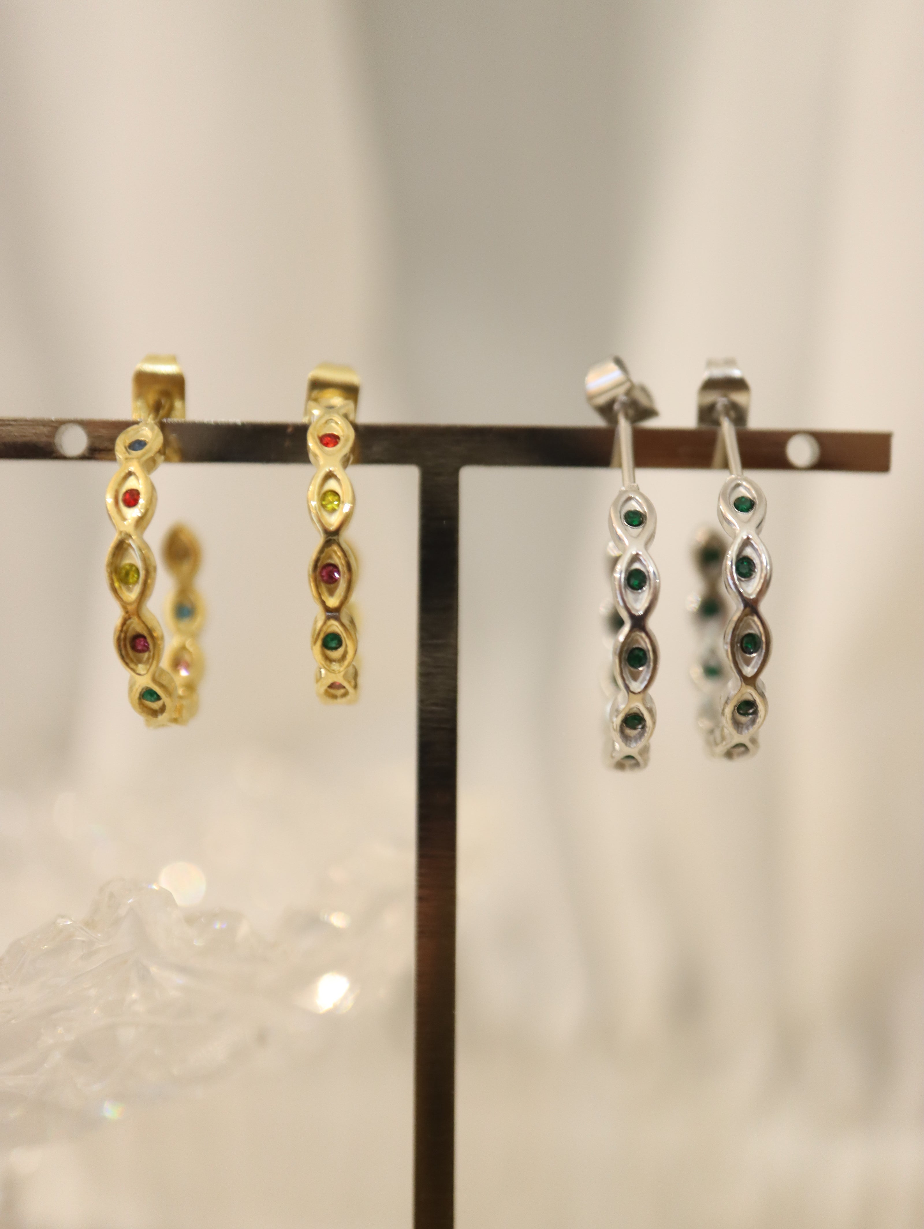Marquise Mosaic Hoop Stainless Steel Earrings