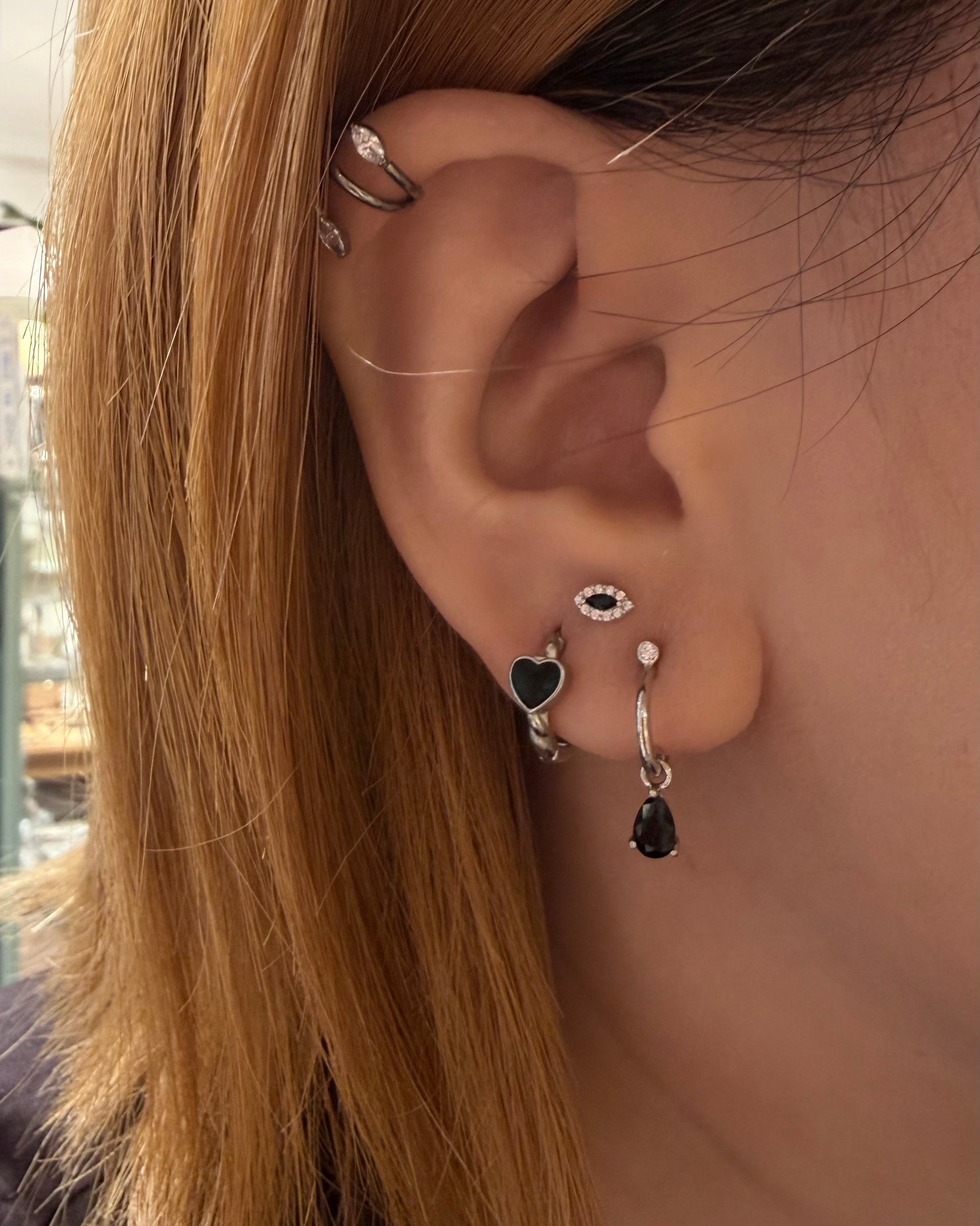 Cz & black Marquise 925 silver piercing (1pc)