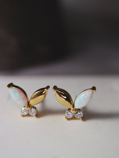 Butterfly silver925 Opal & cz earrings