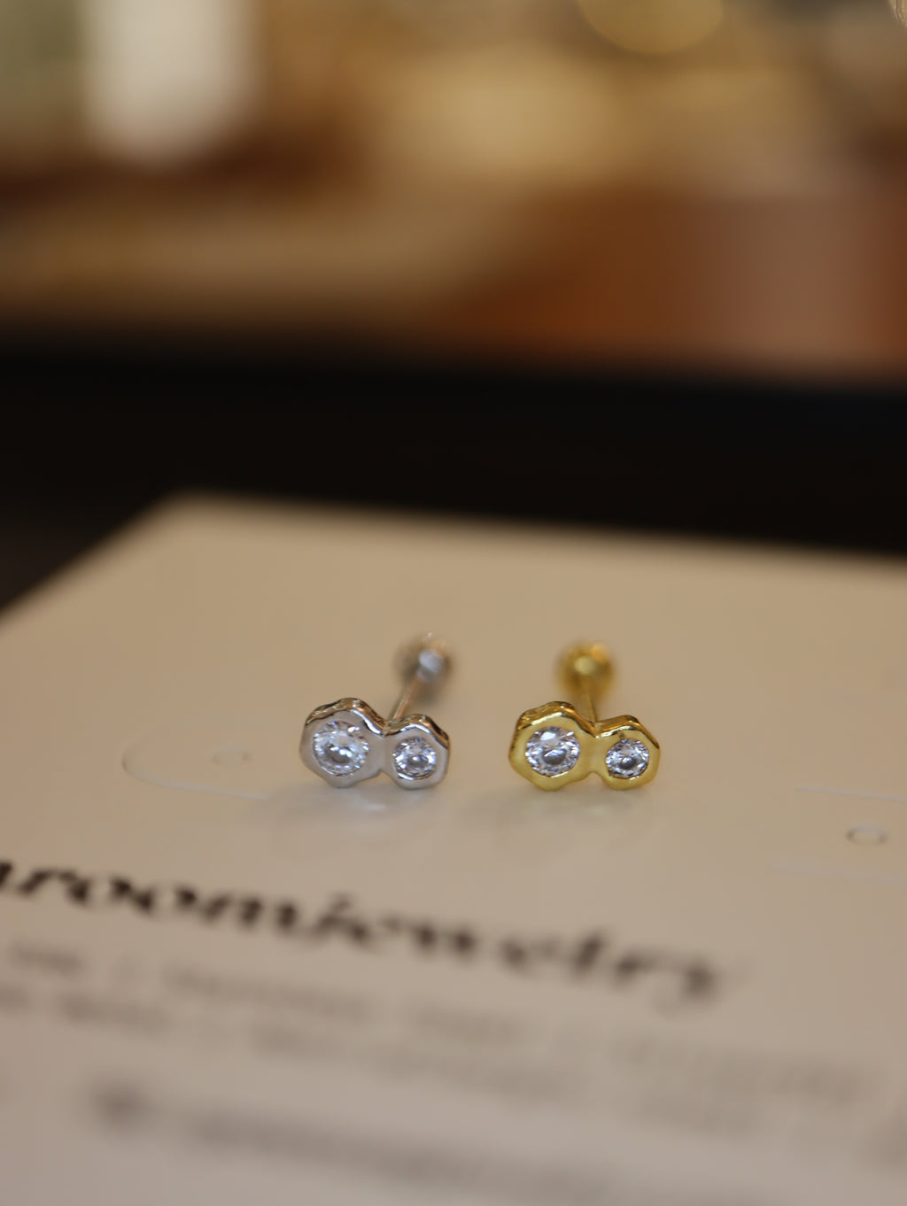 Double cz s925 piercing stud