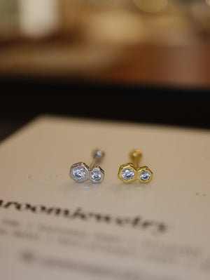 Double cz s925 piercing stud