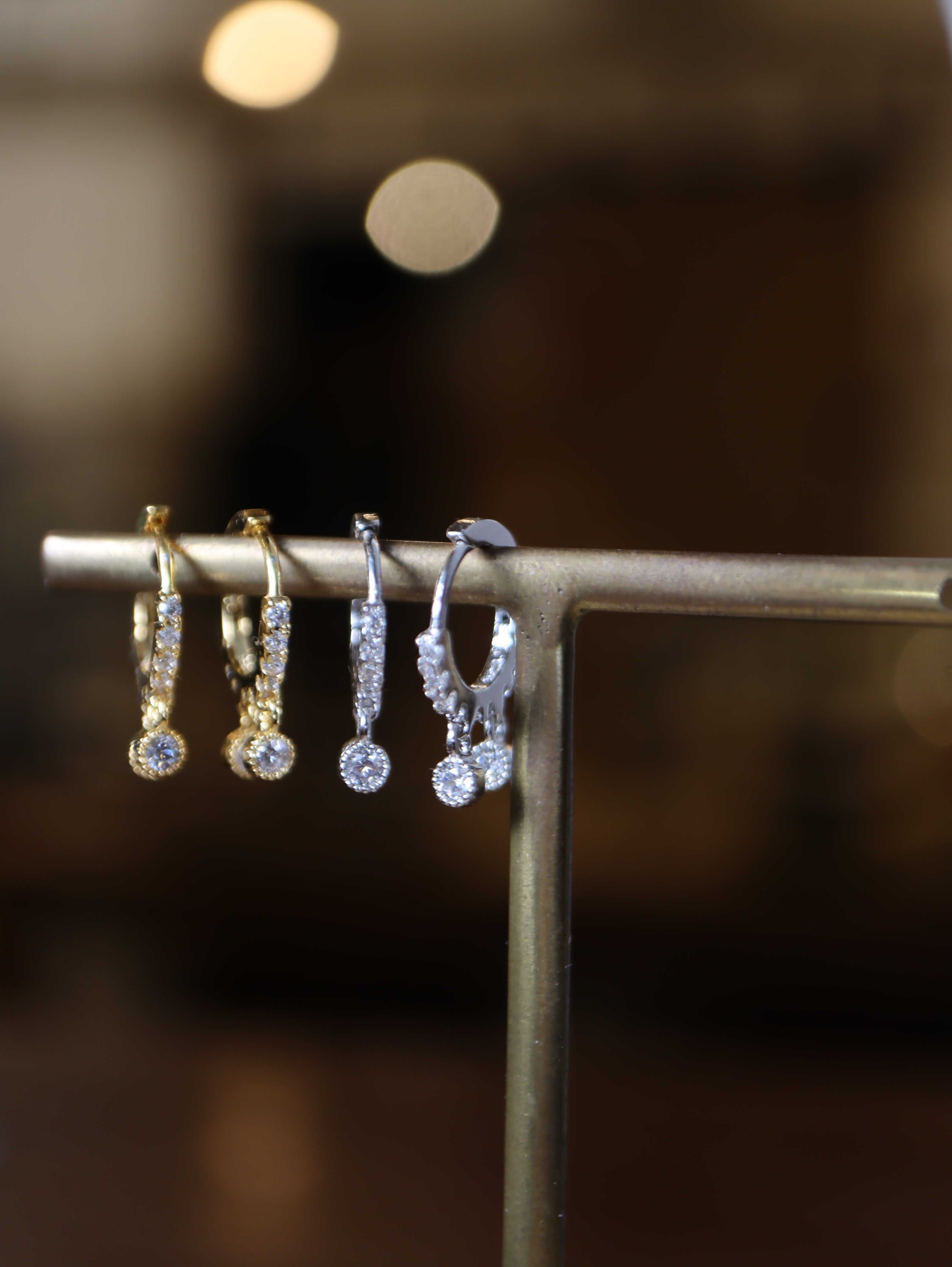 Drop double cz  silver925 earrings　