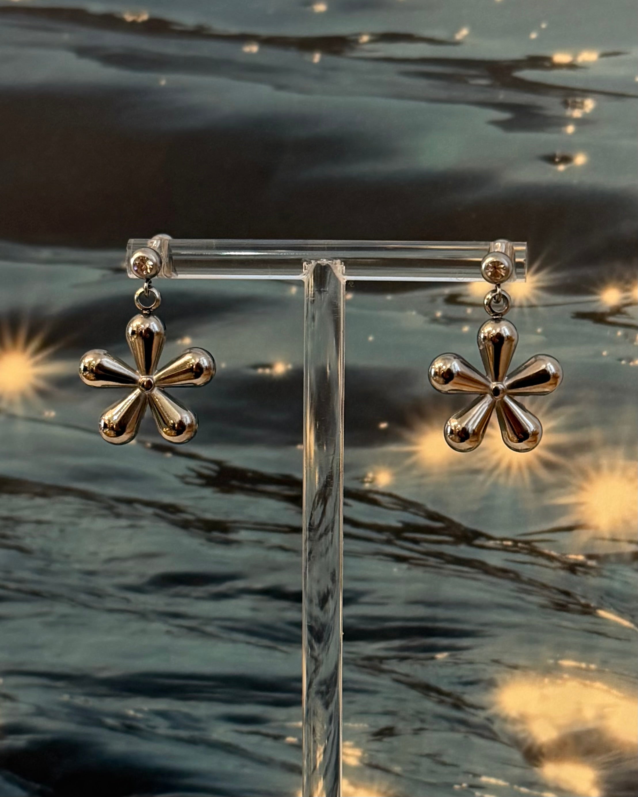 Drop floral surgical steel earrings piercing (barbell)