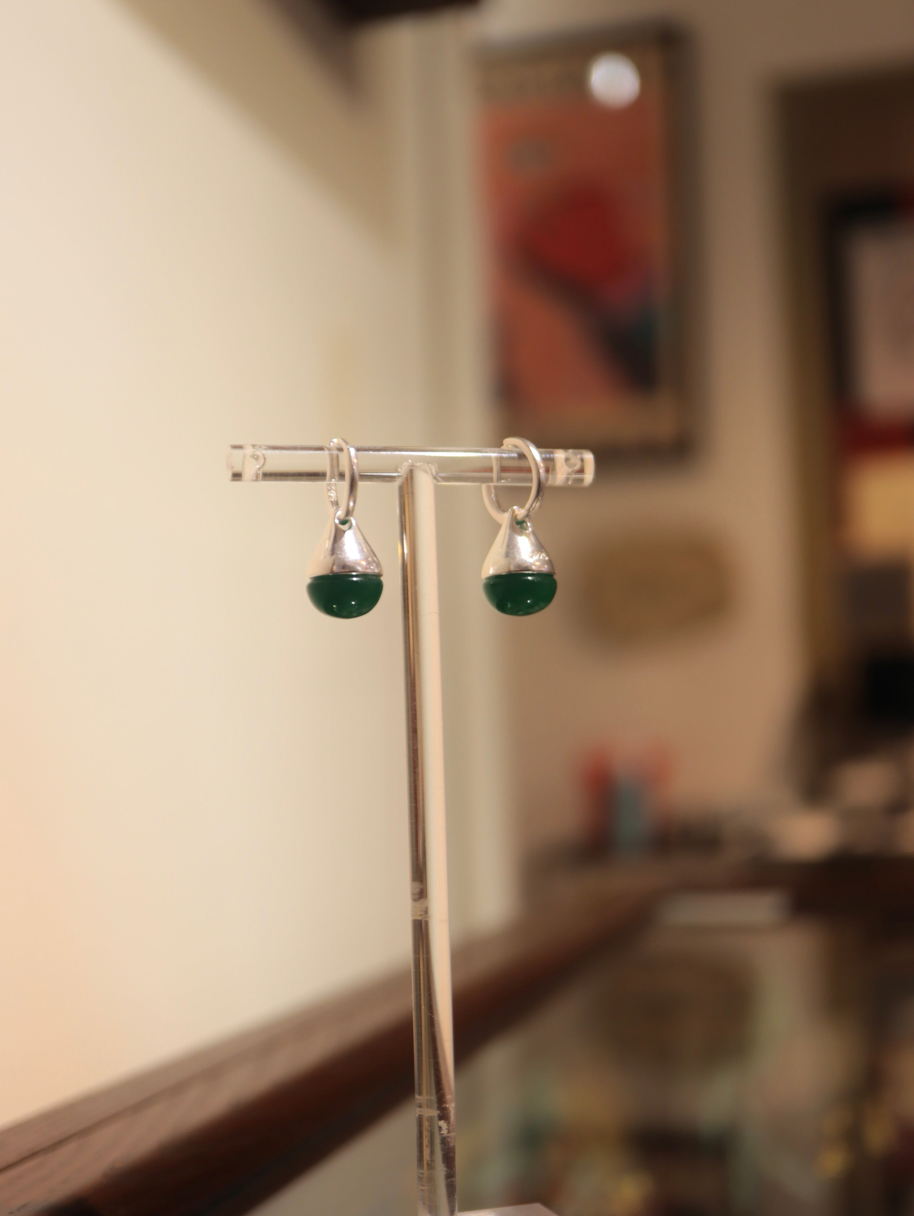 Green agate 925 silver earrings