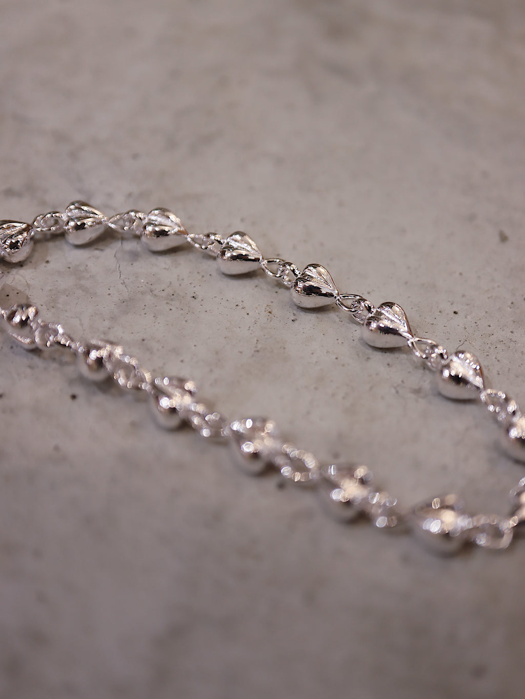 925 Sterling Silver Puffed Heart Chain Bracelet