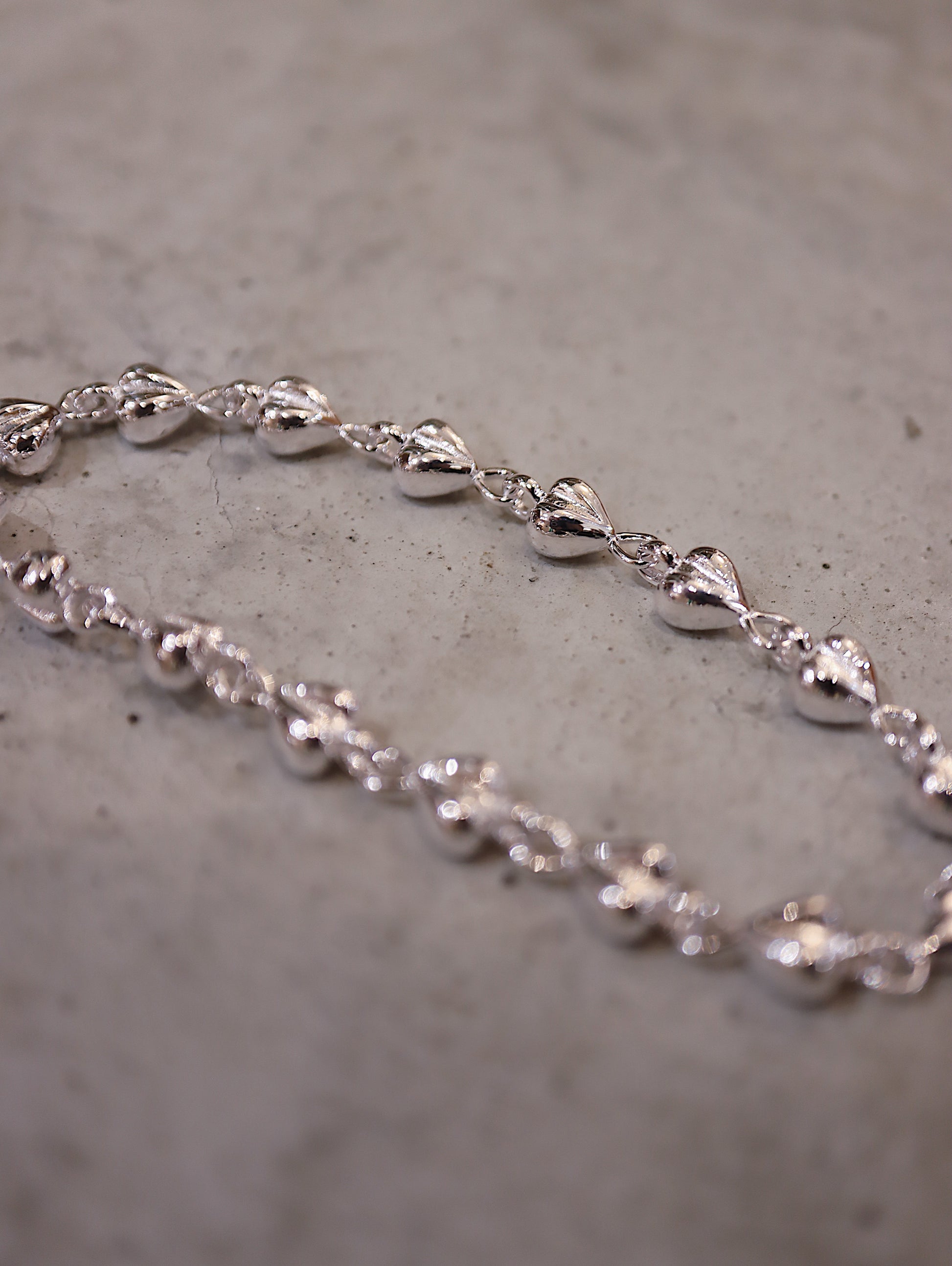 925 Sterling Silver Puffed Heart Chain Bracelet