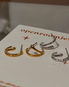 Dual loop brass earrings