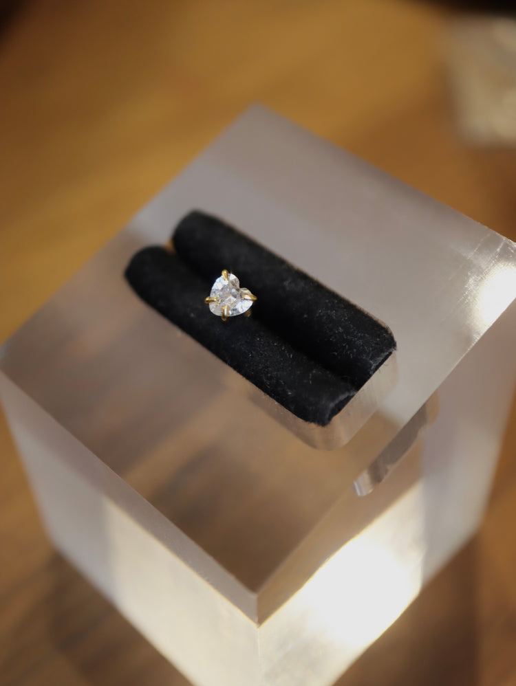 Heart cz 925 silver stud piercing earring (1pc)