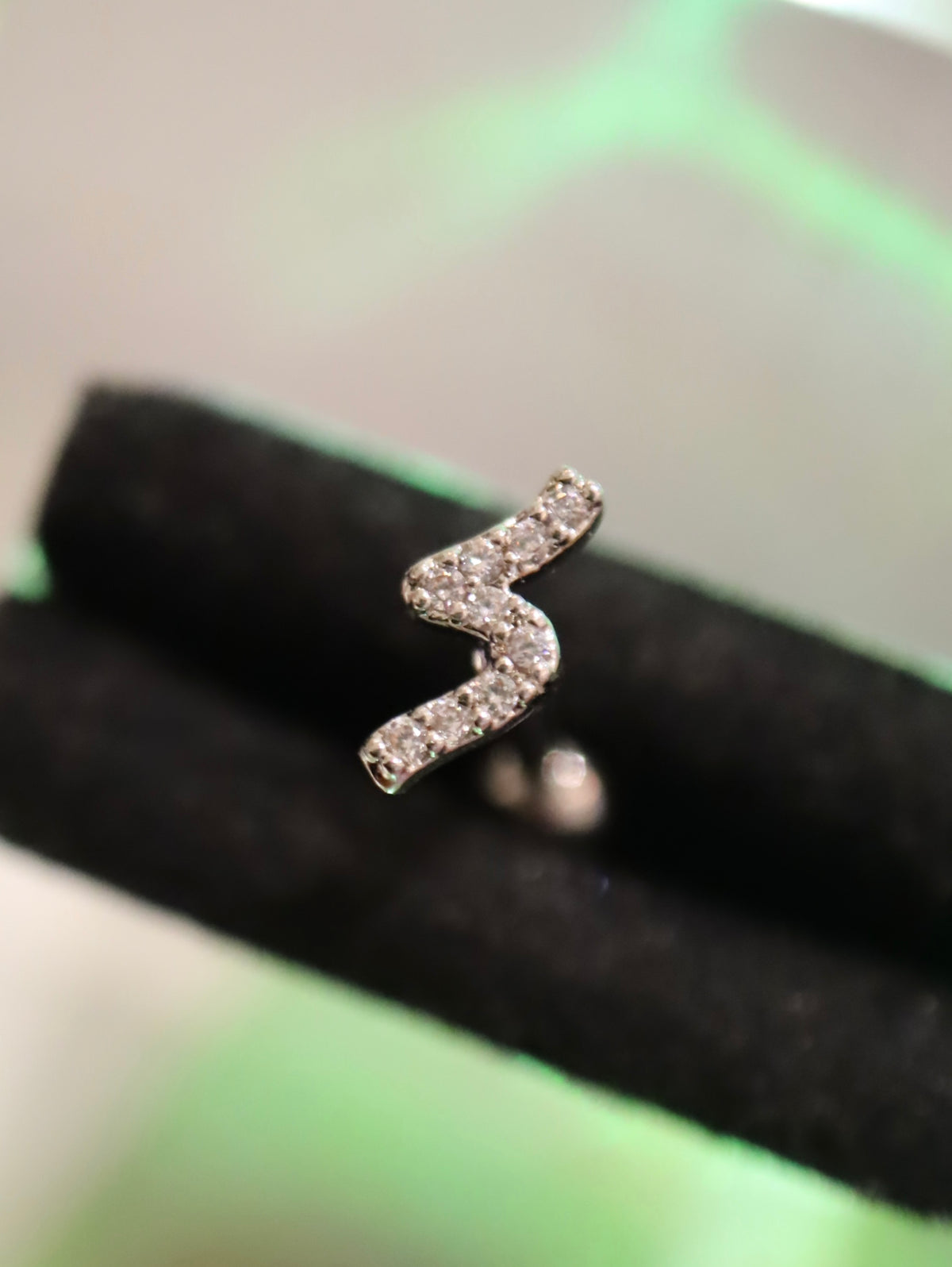 Pave Curved Wave Stud Surgical Steel Earring (1pc)