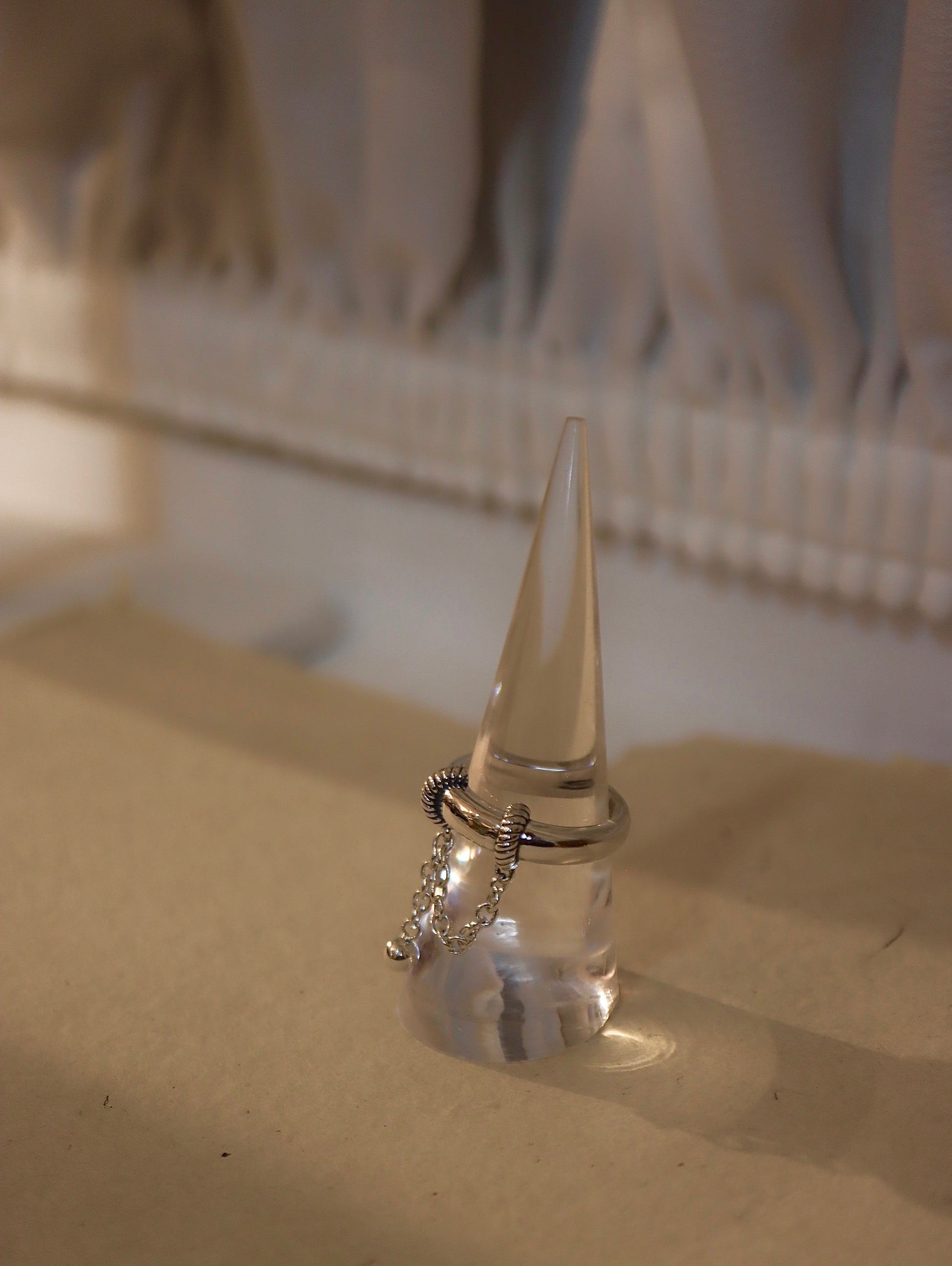 925 silver drop chain open size ring