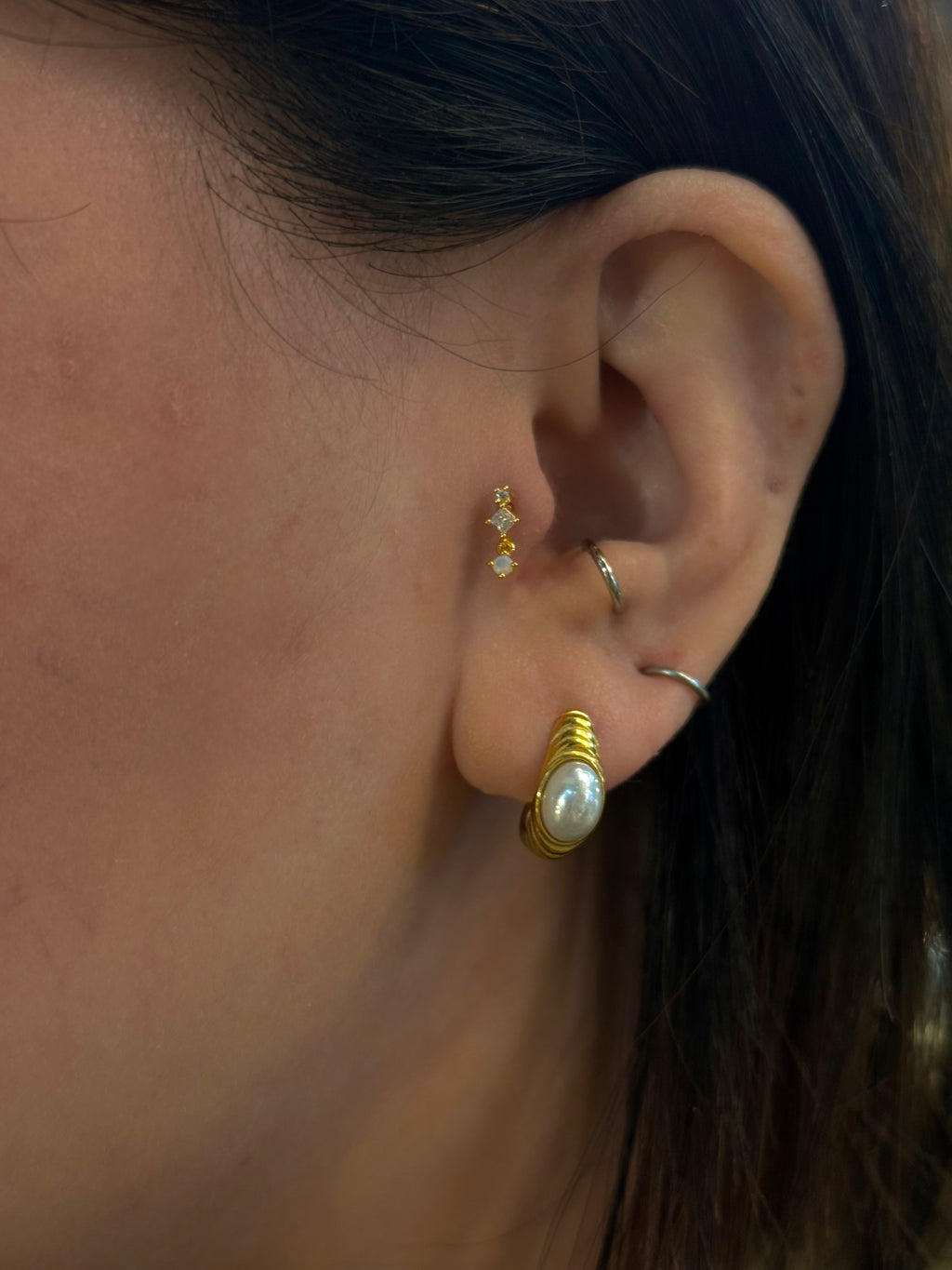 Drop cz silver925 flat back piercing