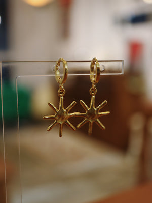 Drop sun hinged hoop earrings