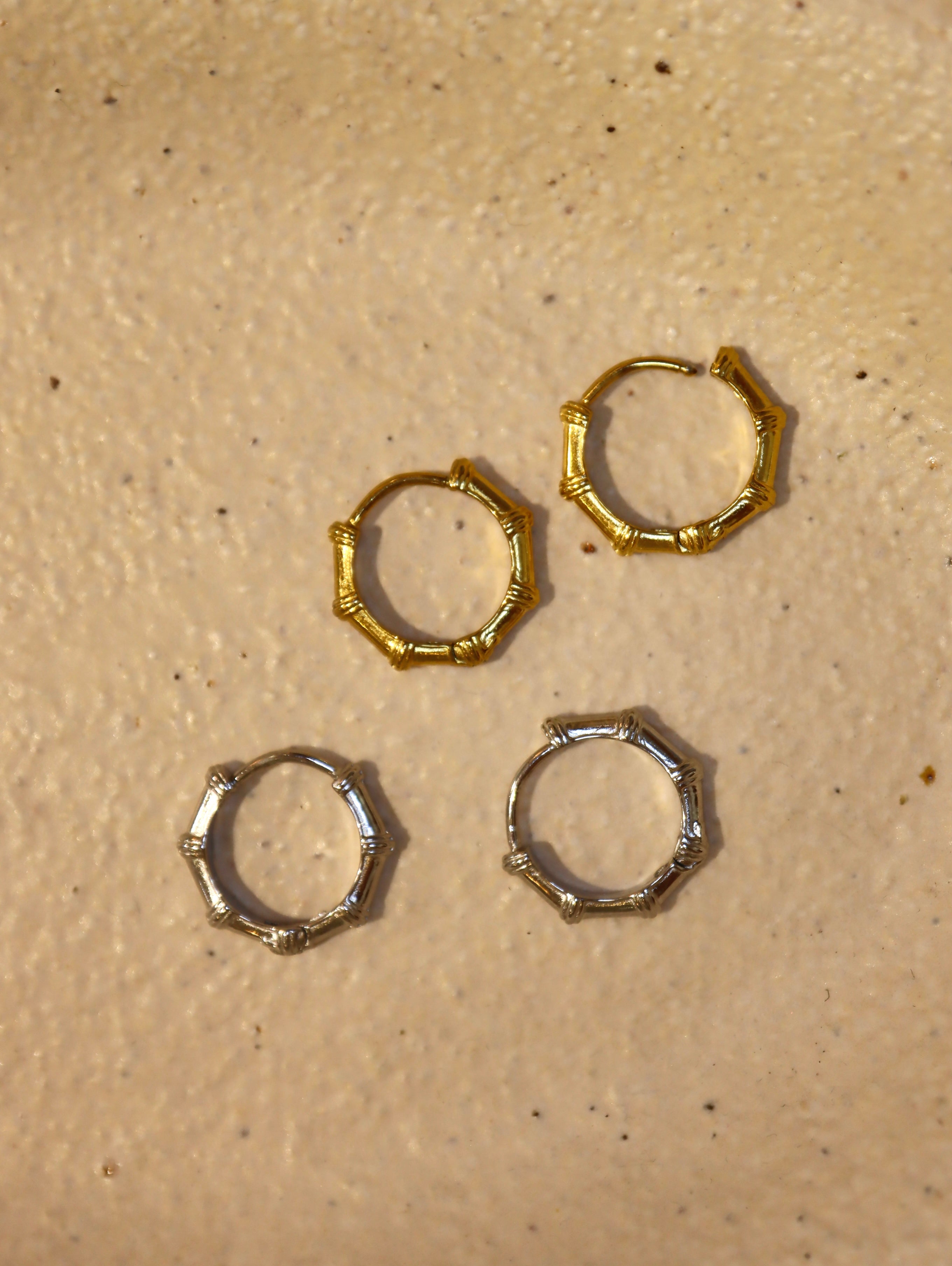 Bamboo Joint Stainless Steel Hoop Earrings