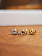 Crescent cz surgical steel piercing