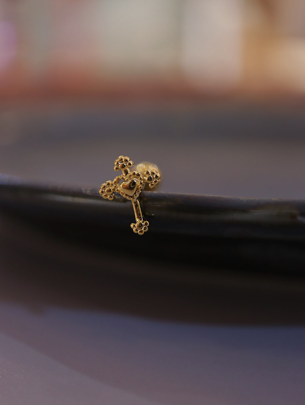 Cross heart surgical steel 316L piercing