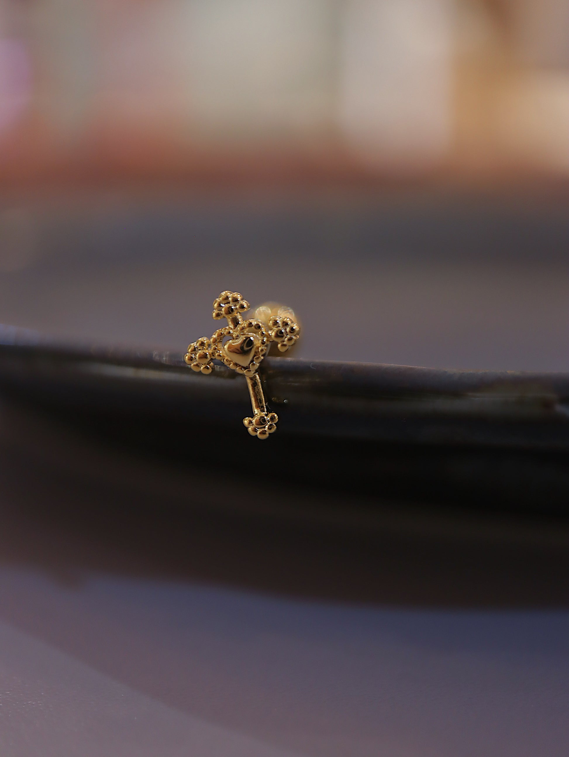 Cross heart surgical steel 316L piercing