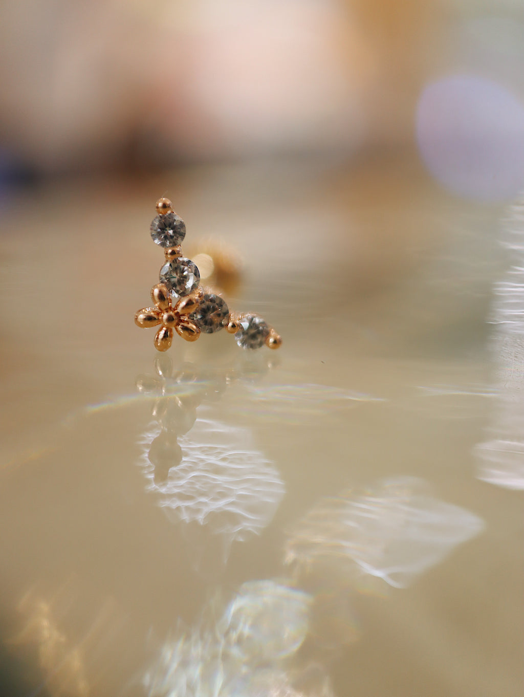 Bar cz floral surgical steel piercing (1pc)