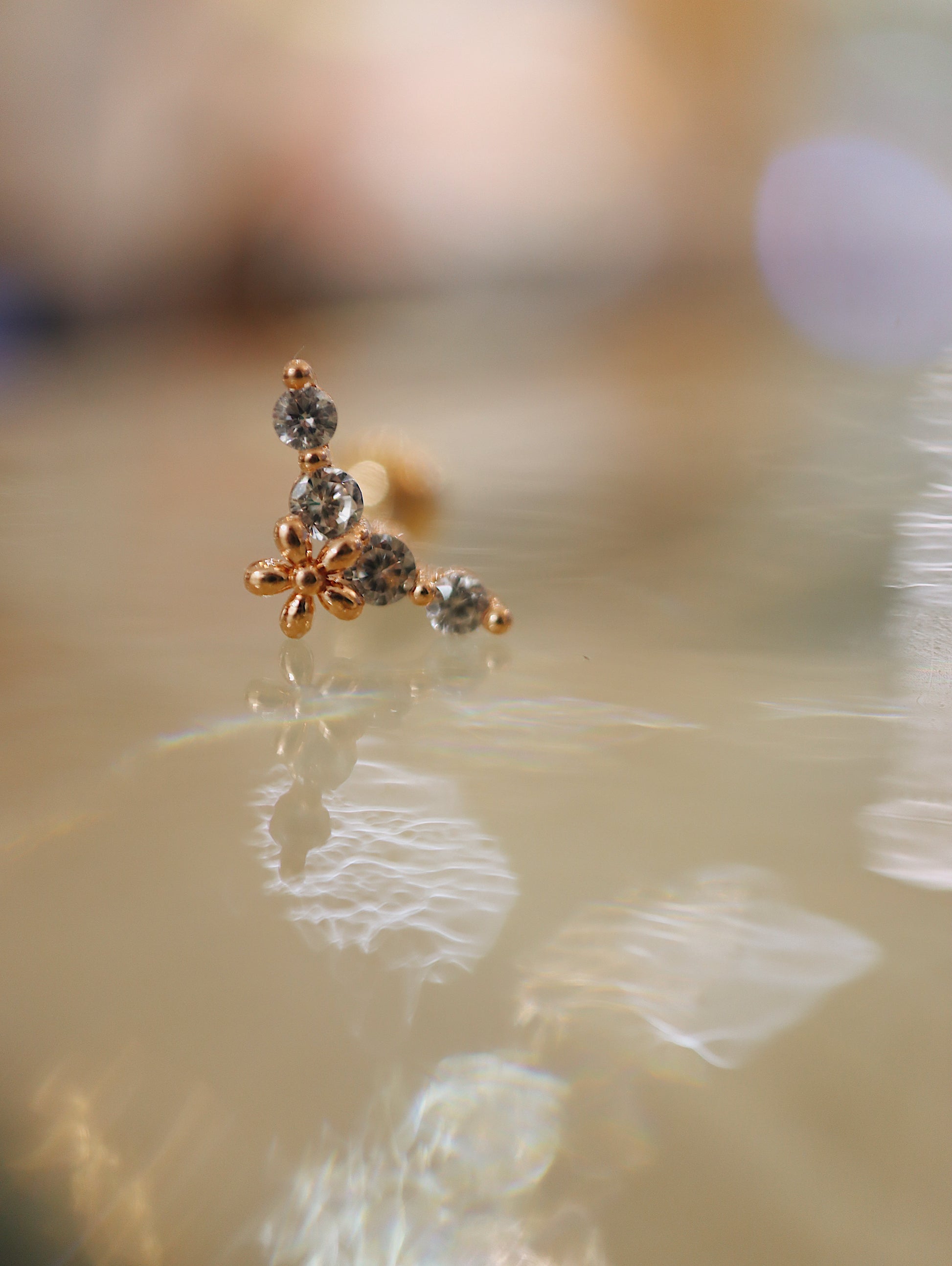 Bar cz floral surgical steel piercing (1pc)