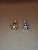 Flower 925 silver Piercing Earring with Screw Back