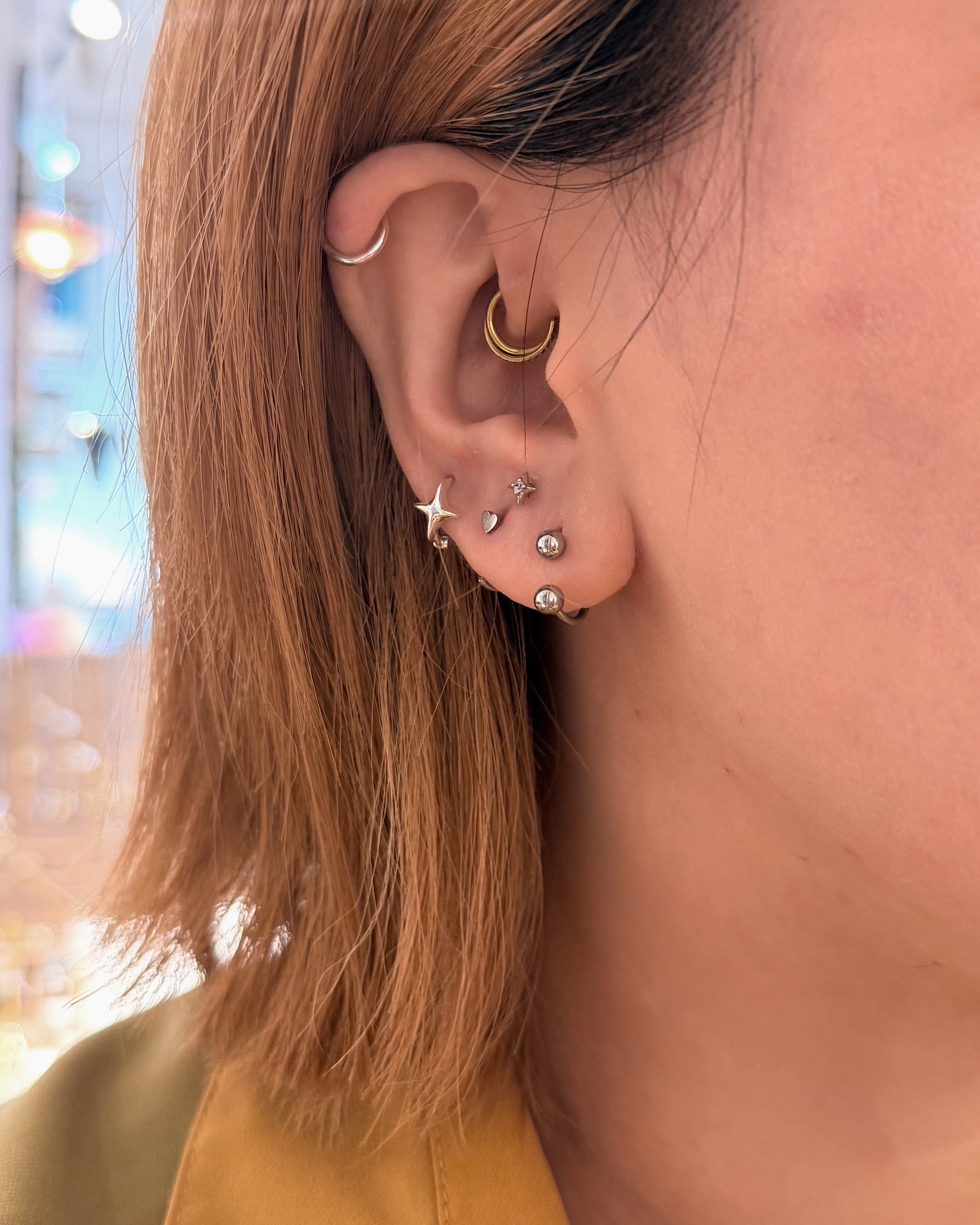 Star 925 silver hinged hoop earrings