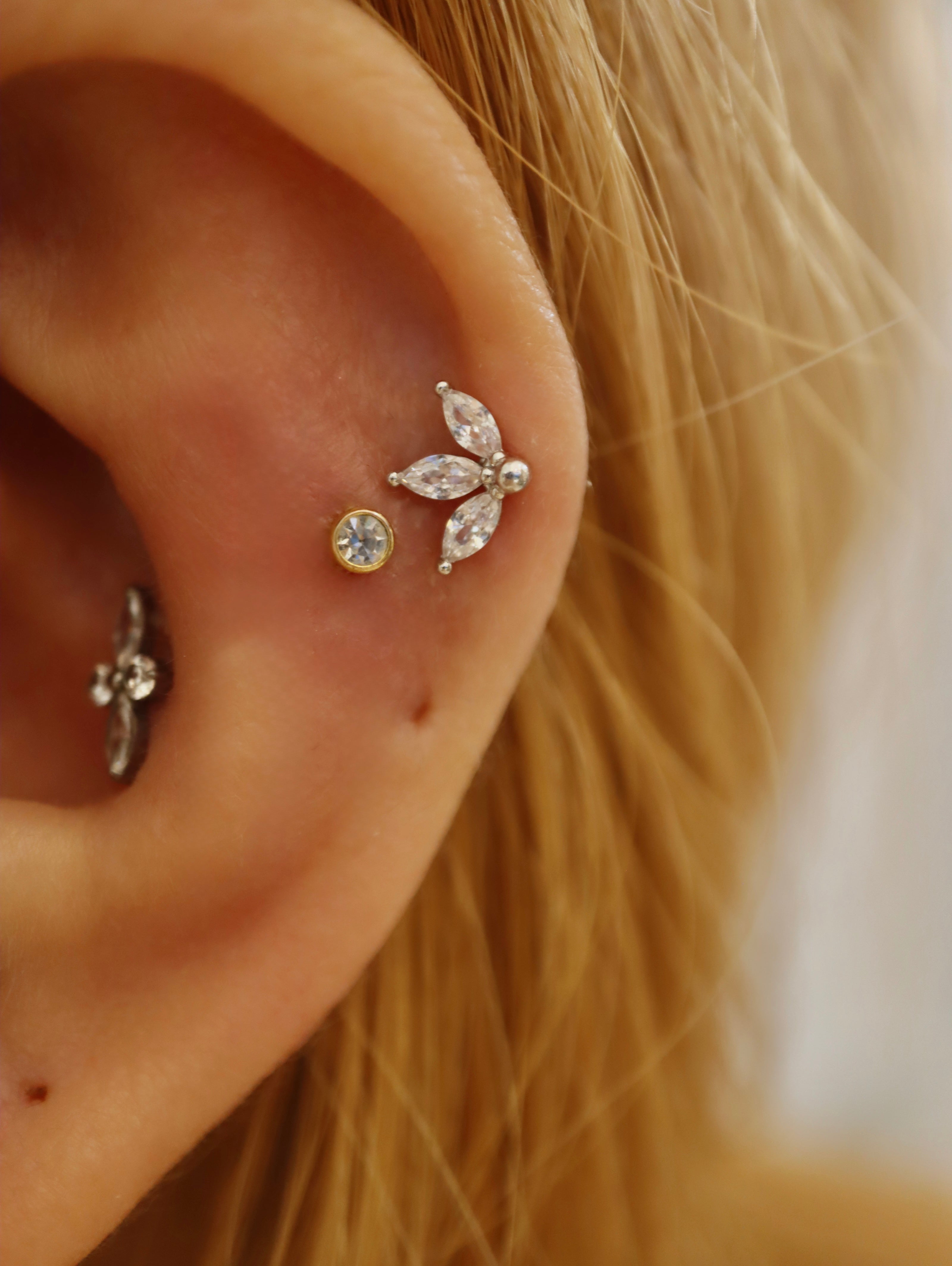 Lyra cz stud piercing 925 silver earring (1pc)