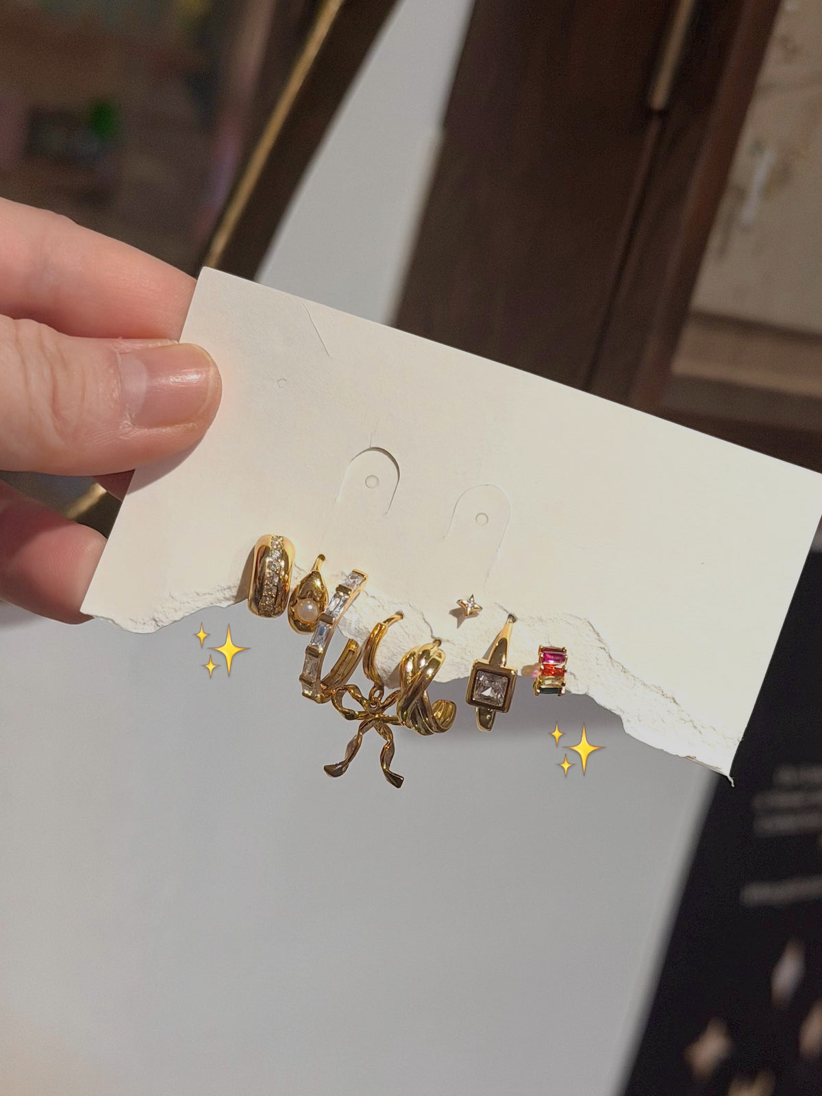 Mini rainbow brass earrings