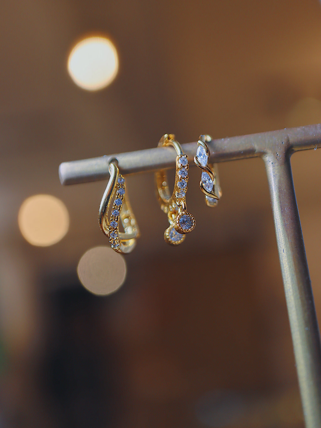Drop double cz  silver925 earrings　