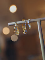 Drop double cz  silver925 earrings　