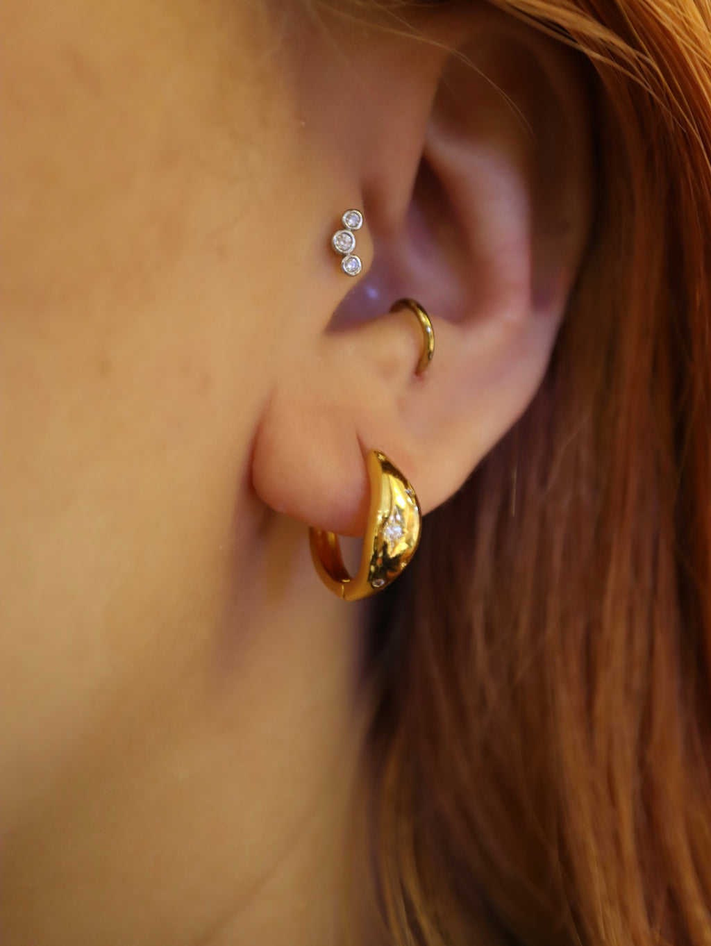 Sparkling cz hinged hoop earrings