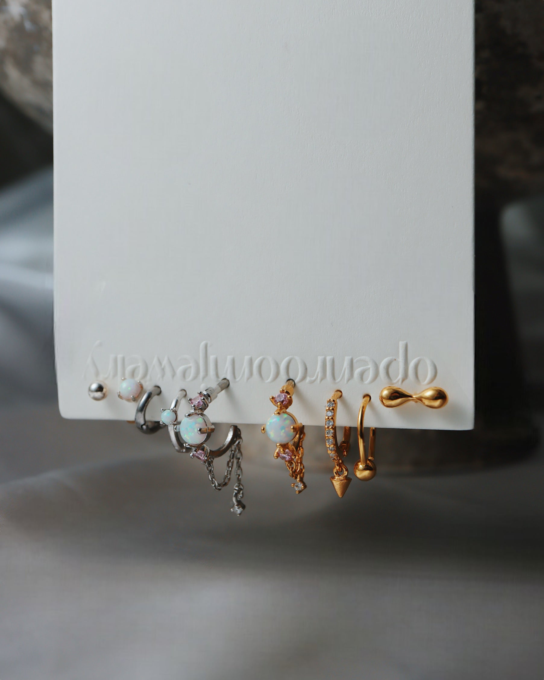 Surgical steel opal earring