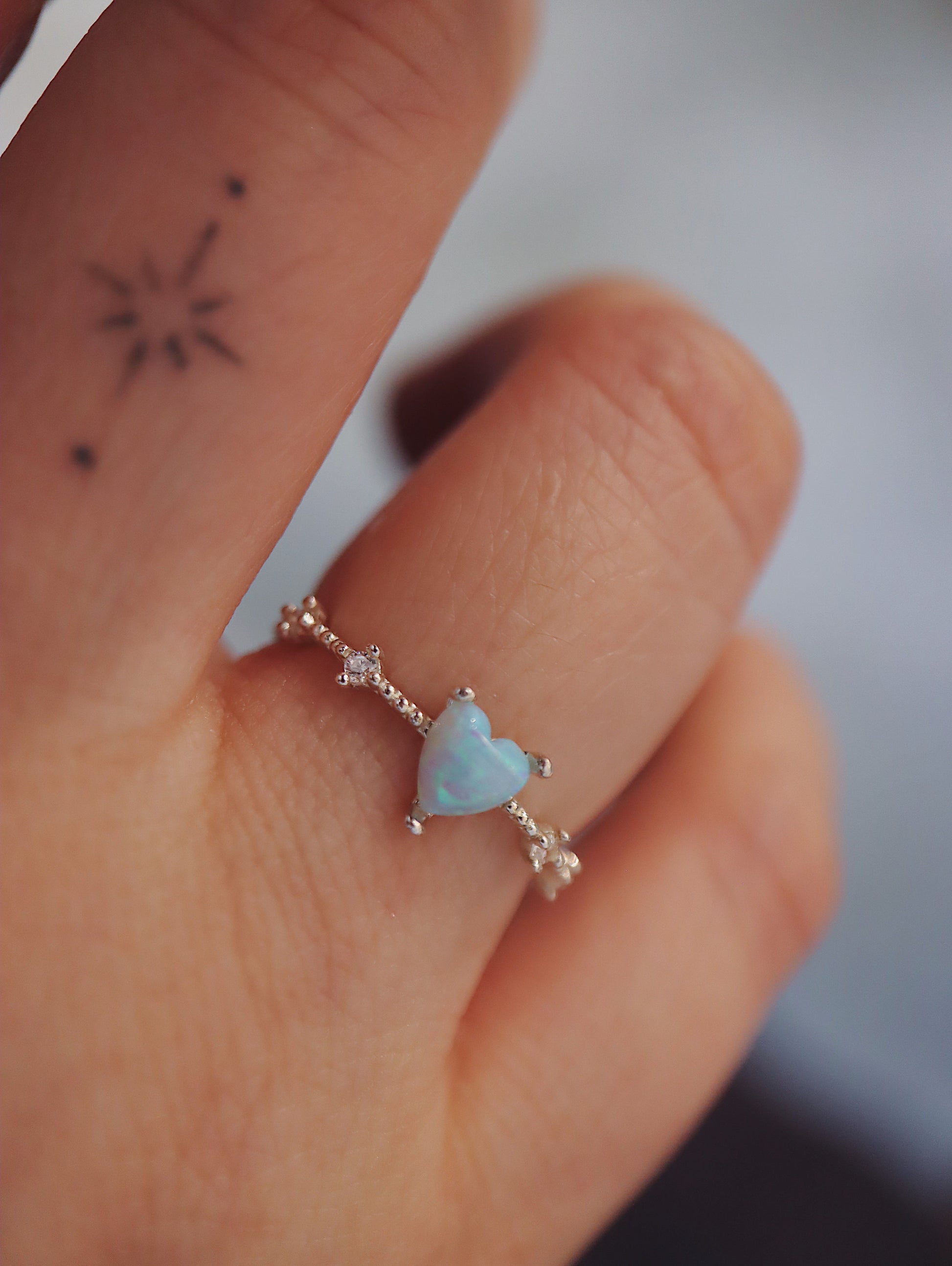Heart Opal 925 silver ring