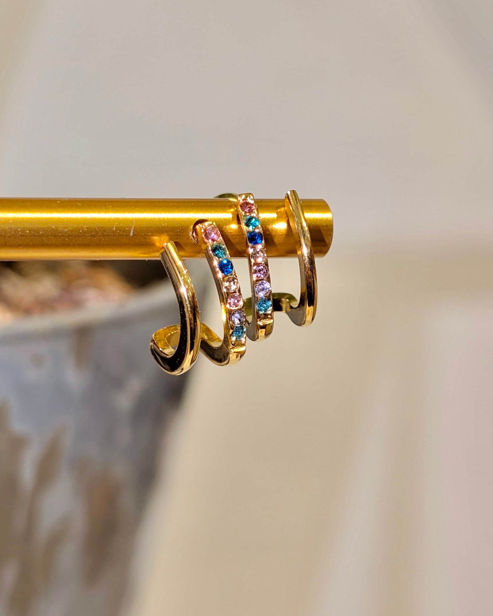 Double wrap rainbow stainless steel earrings