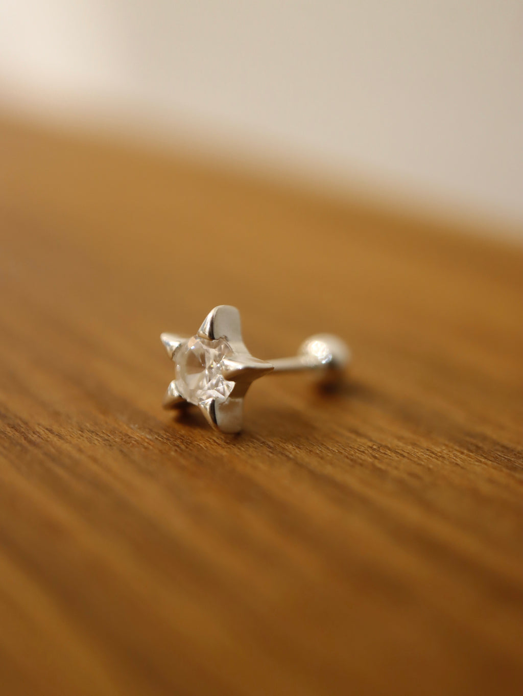 Cz star 925 silver piercing stud (1pc)