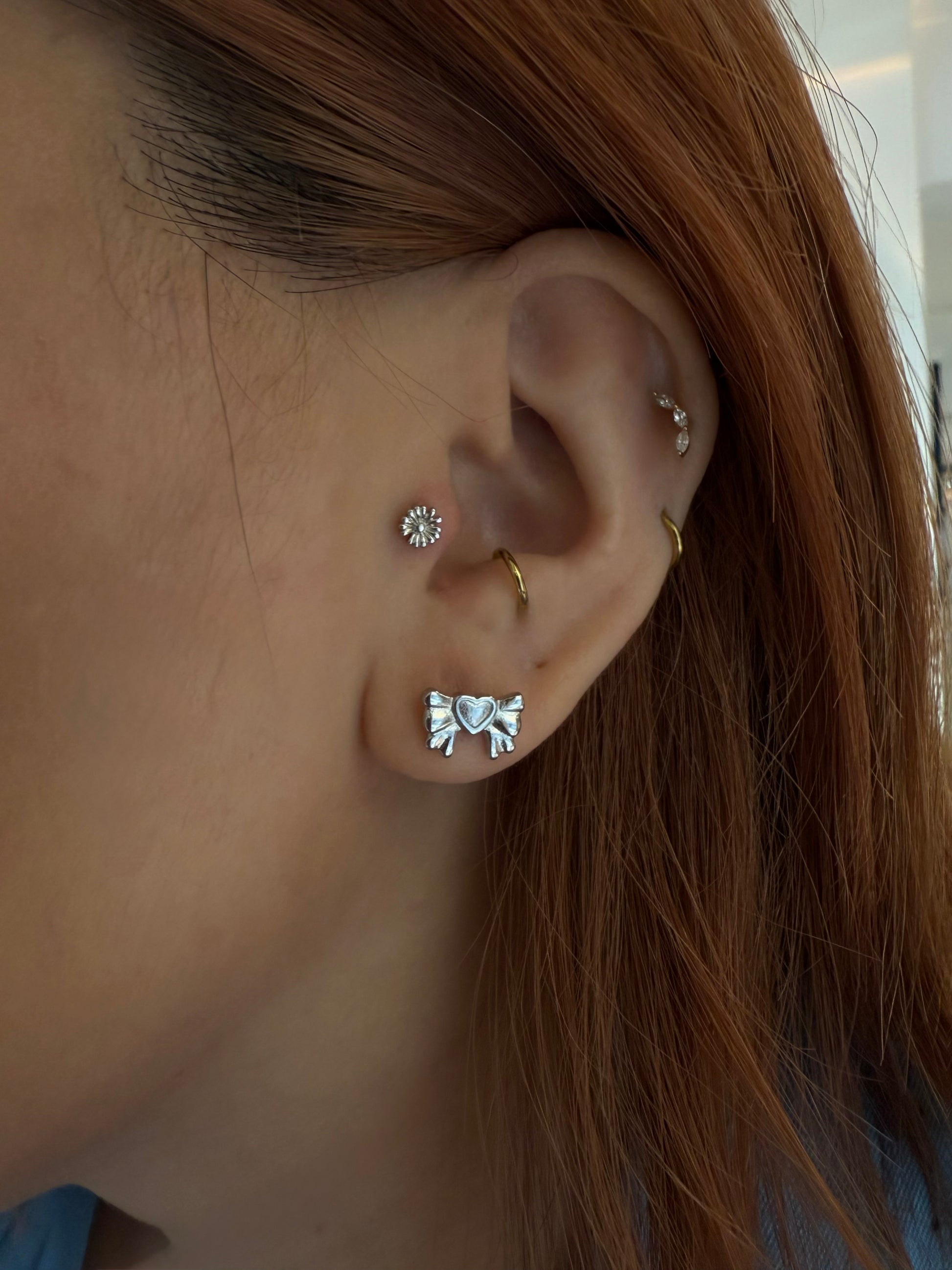 Ribbon heart stainless steel earrings